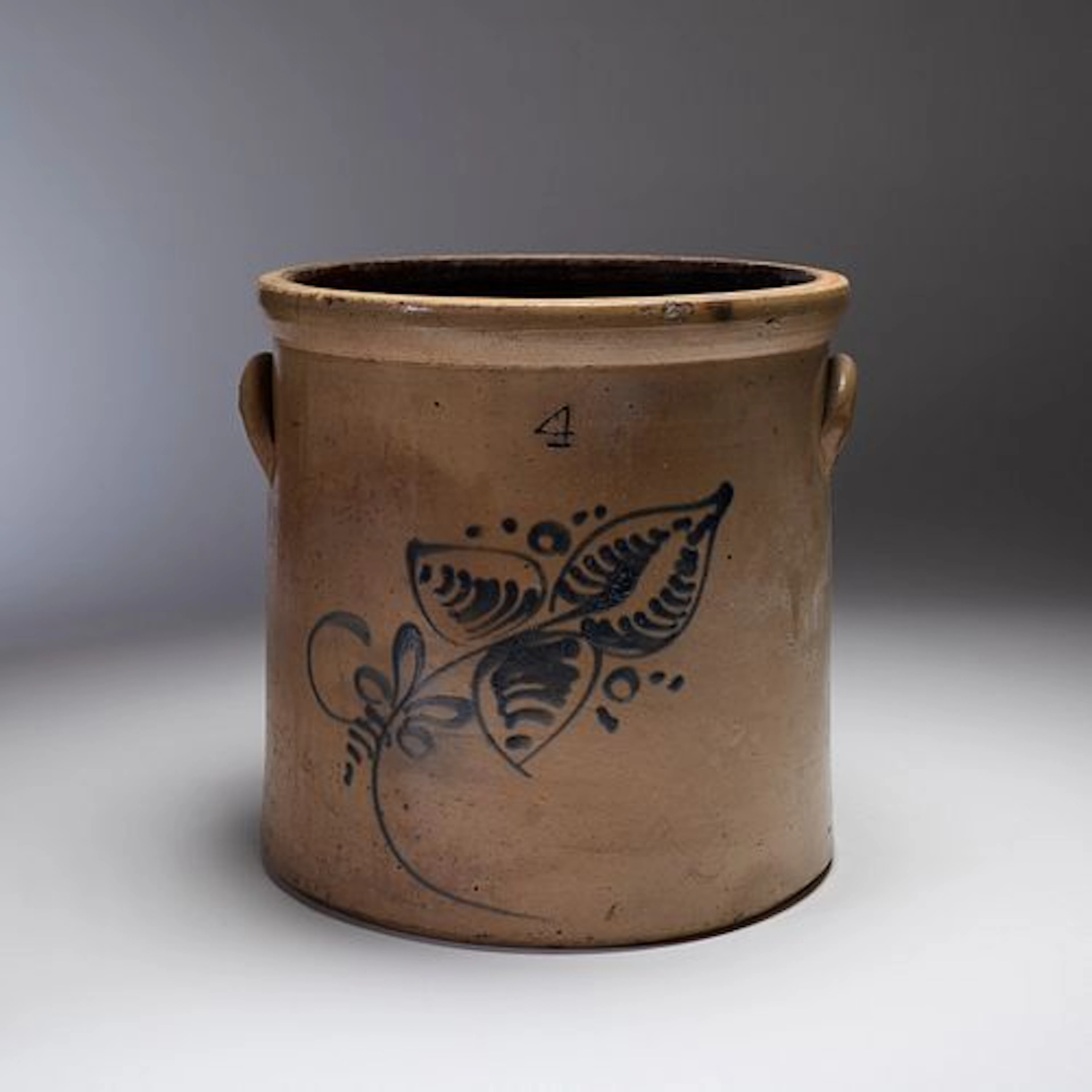 19th Century Stoneware Crock With Cobalt Decoration