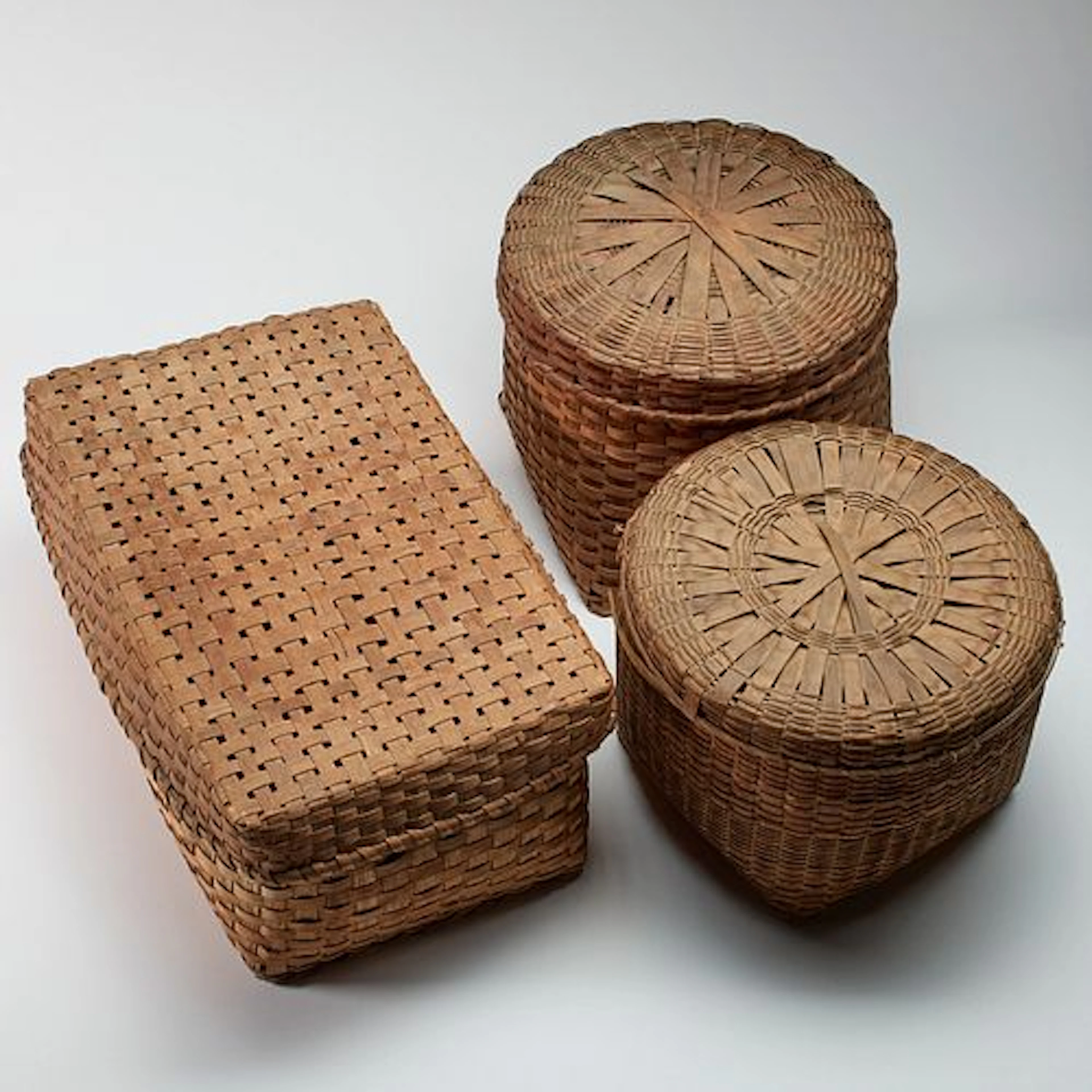 American Woven Splint Lidded Baskets