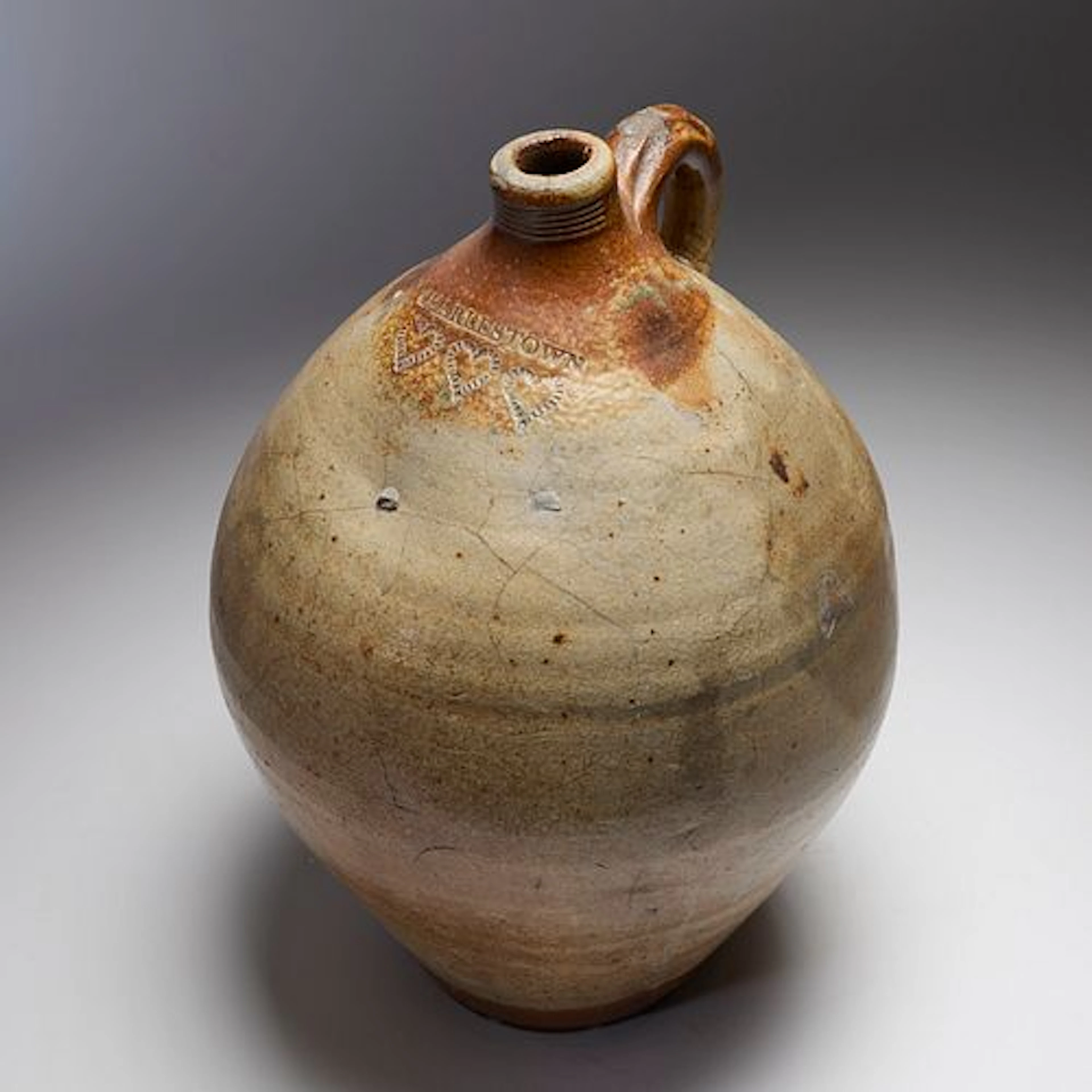 A Frederick Carpenter 19th Century Heart Stamped Ovoid Stoneware Jug