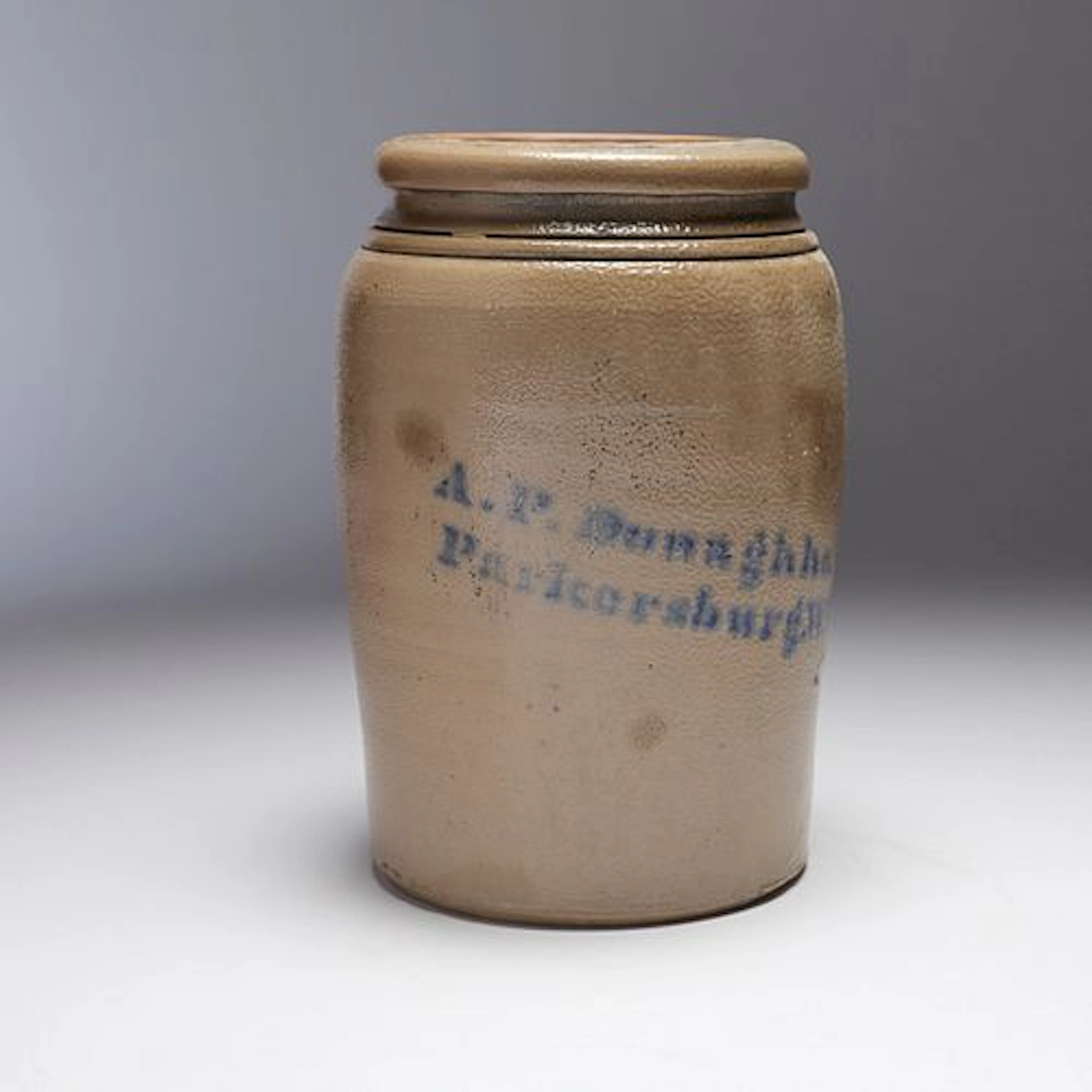 An Alexander Polk Donagho 19th Century Stoneware Cobalt Stenciled Jar