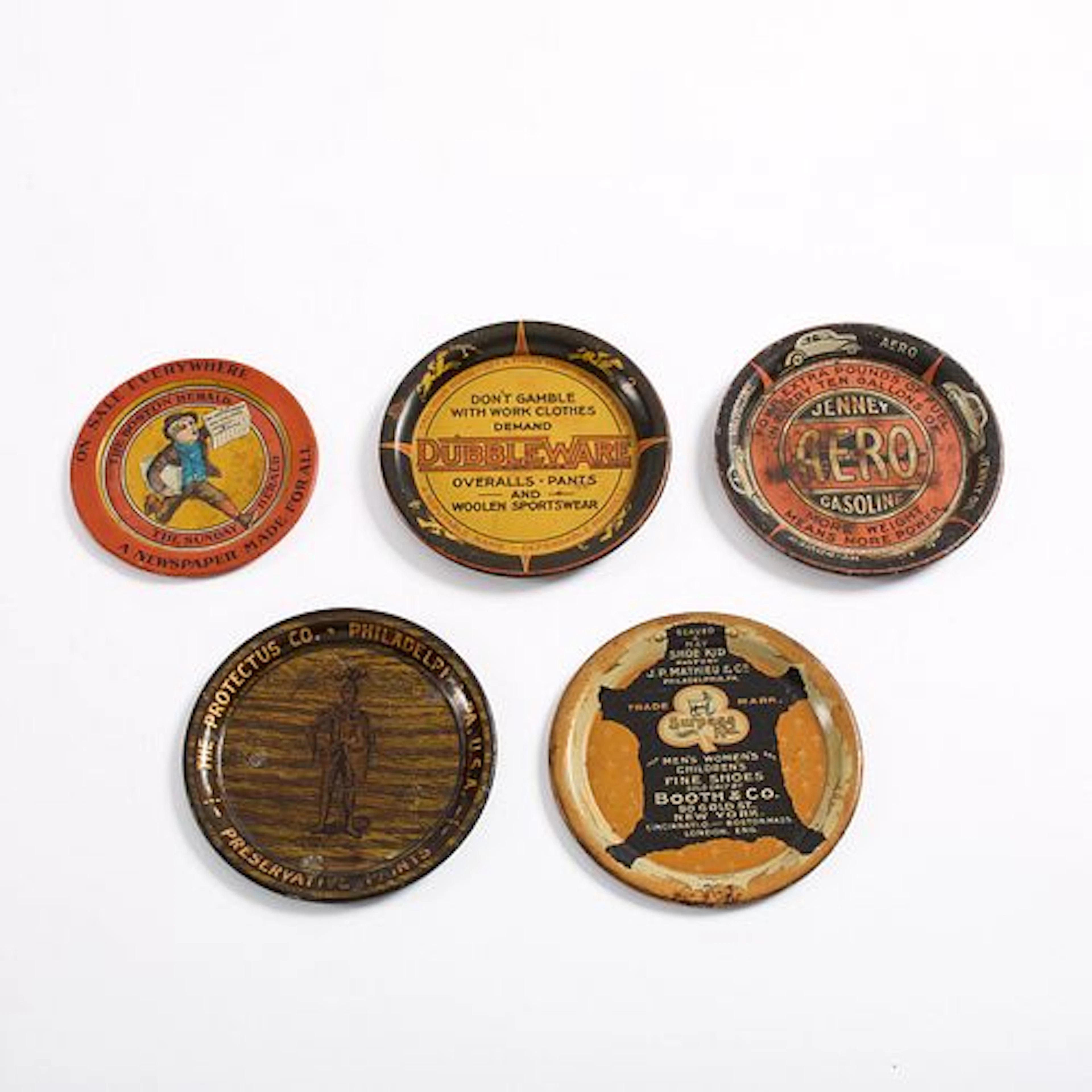 Collection of (5) Tin Lithographed Tip Trays