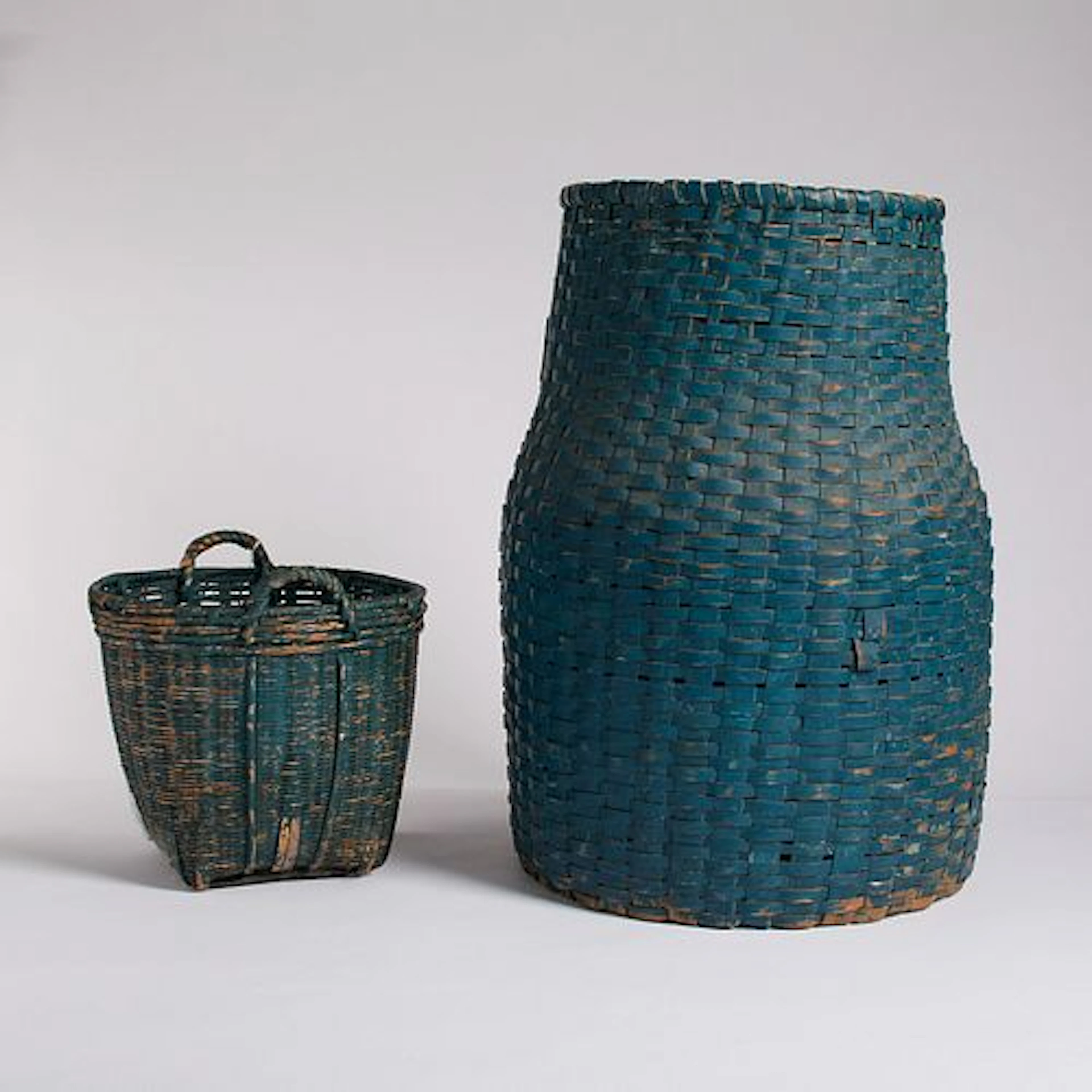 19th Century American Blue-Painted Woven Baskets