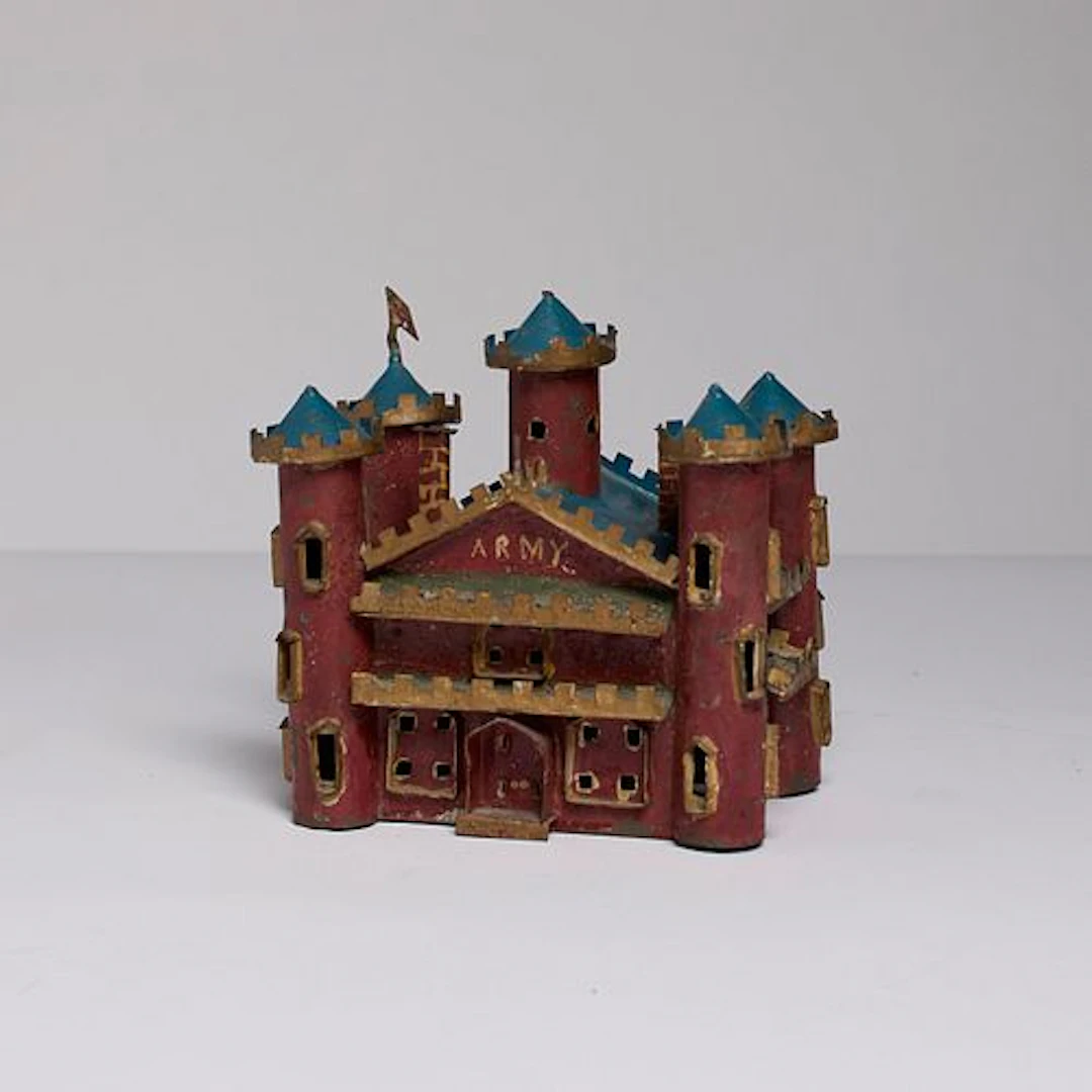 Early 20th Century Folk Art Tin U.S. Army Building
