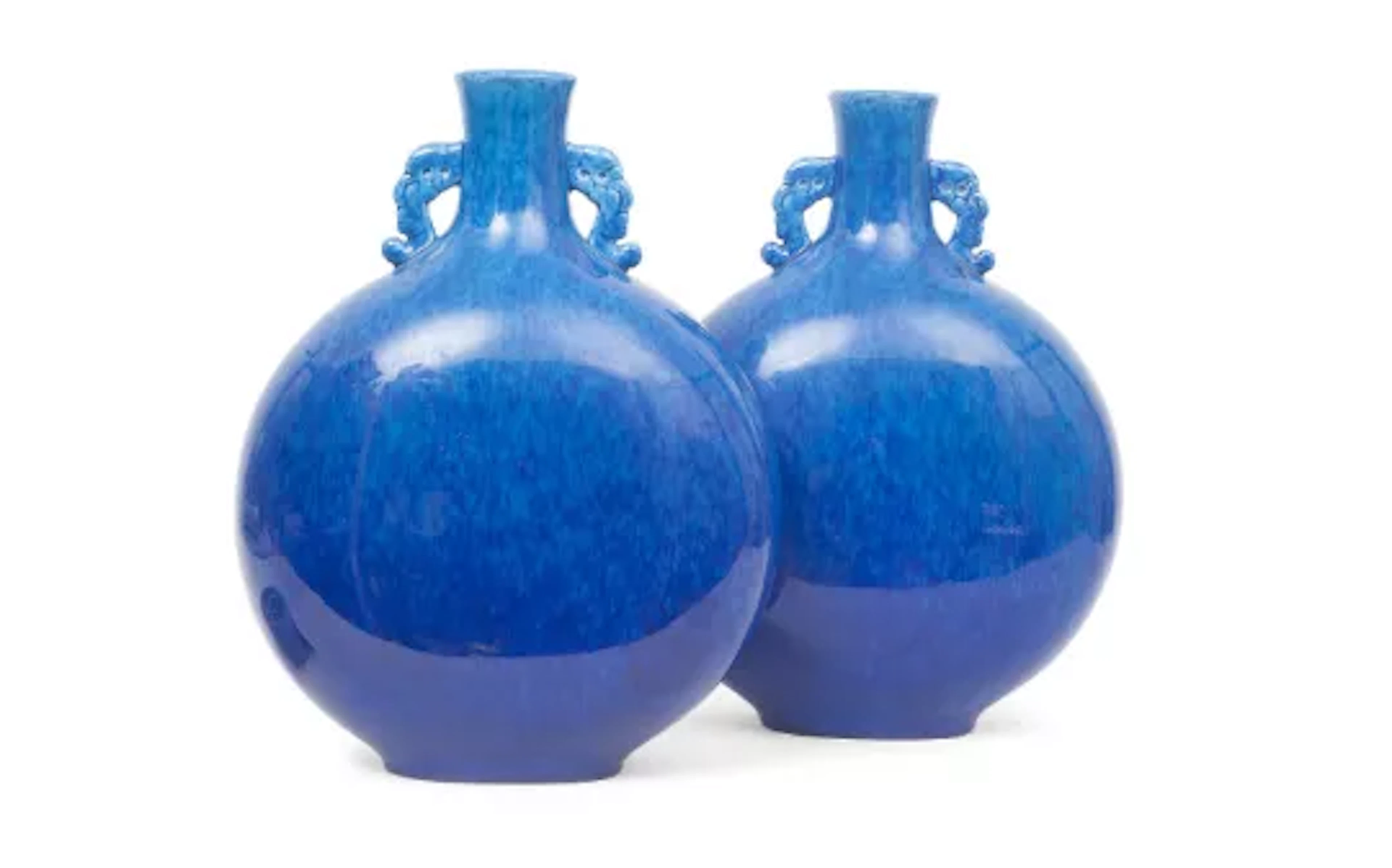 MILET, PARIS: A PAIR OF LATE 19TH CENTURY PORCELAIN MOONFLASK VASES