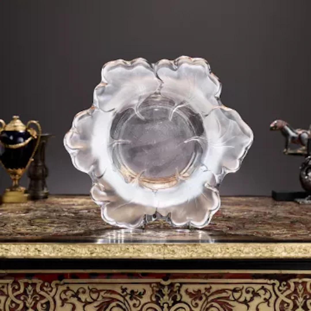 LALIQUE; A LARGE FROSTED GLASS NASTURTIUM BOWL