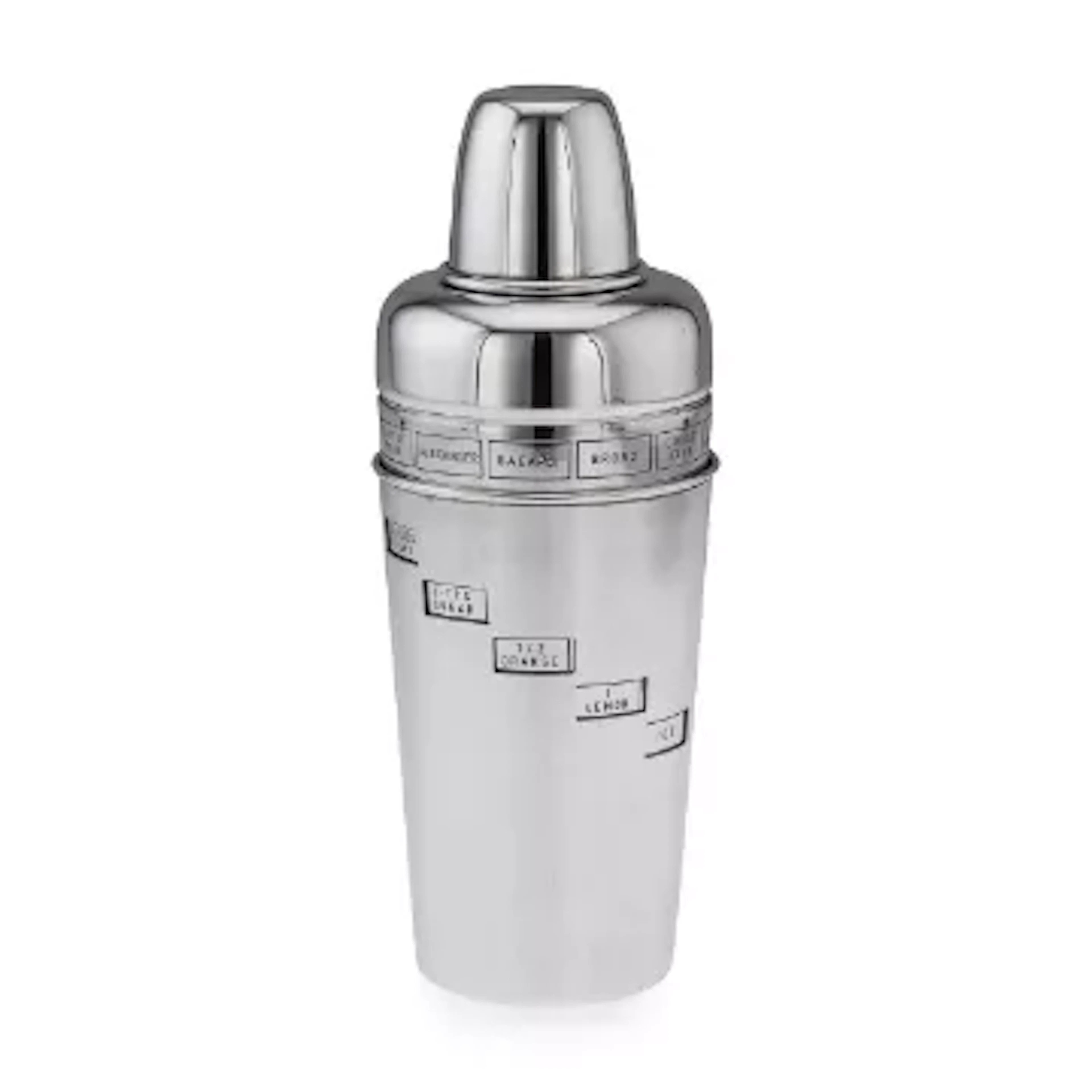A RARE ITALIAN SOLID SILVER 'DIAL A DRINK' MENU COCKTAIL SHAKER, C. 1960