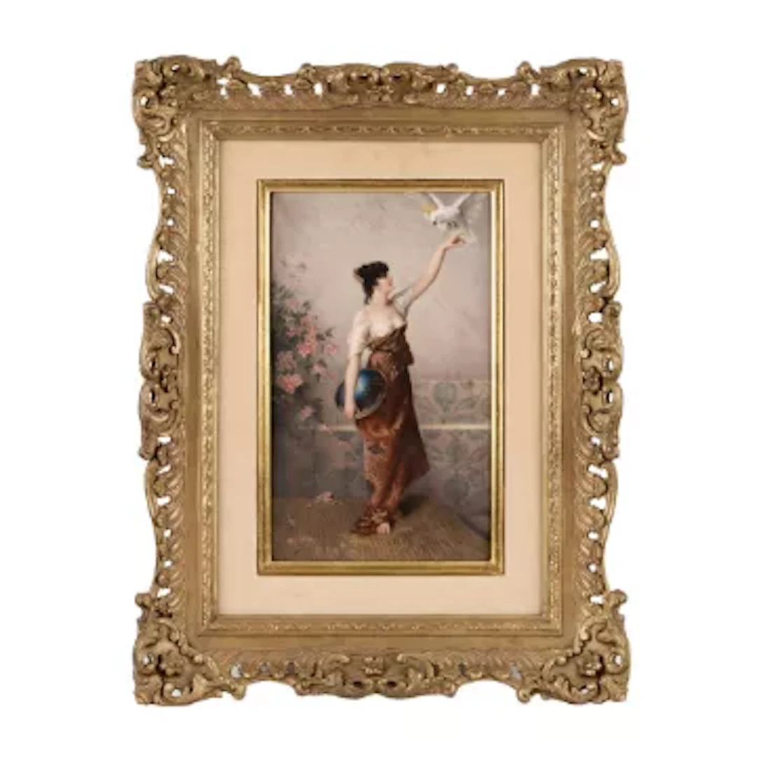 KPM: A FINE 19TH CENTURY PORCELAIN PLAQUE DEPICING 'MANUELA' AFTER C. KIESEL
