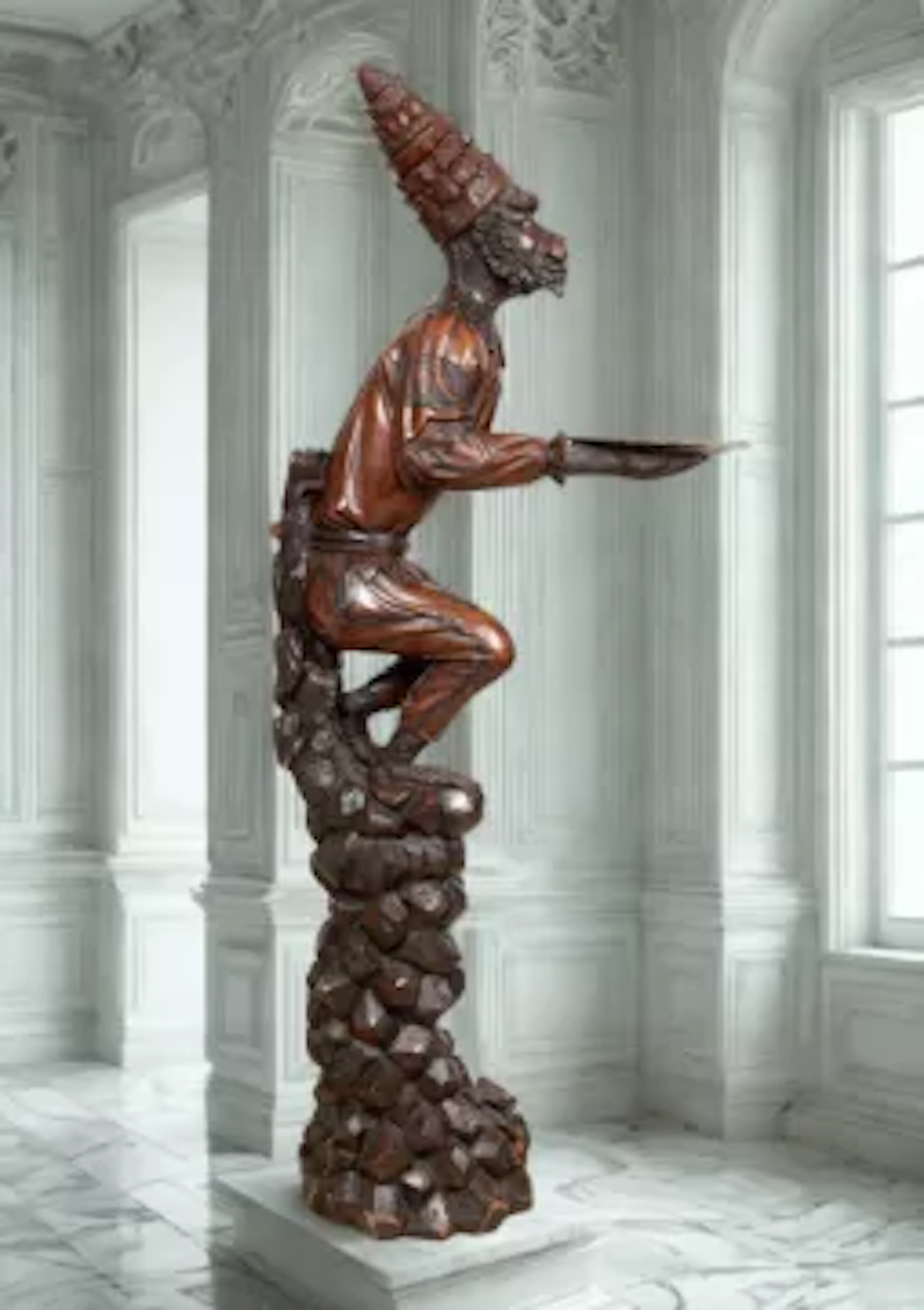 A LIFE-SIZE 19TH CENTURY BLACK FOREST FIGURE OF A MONKEY BUTLER