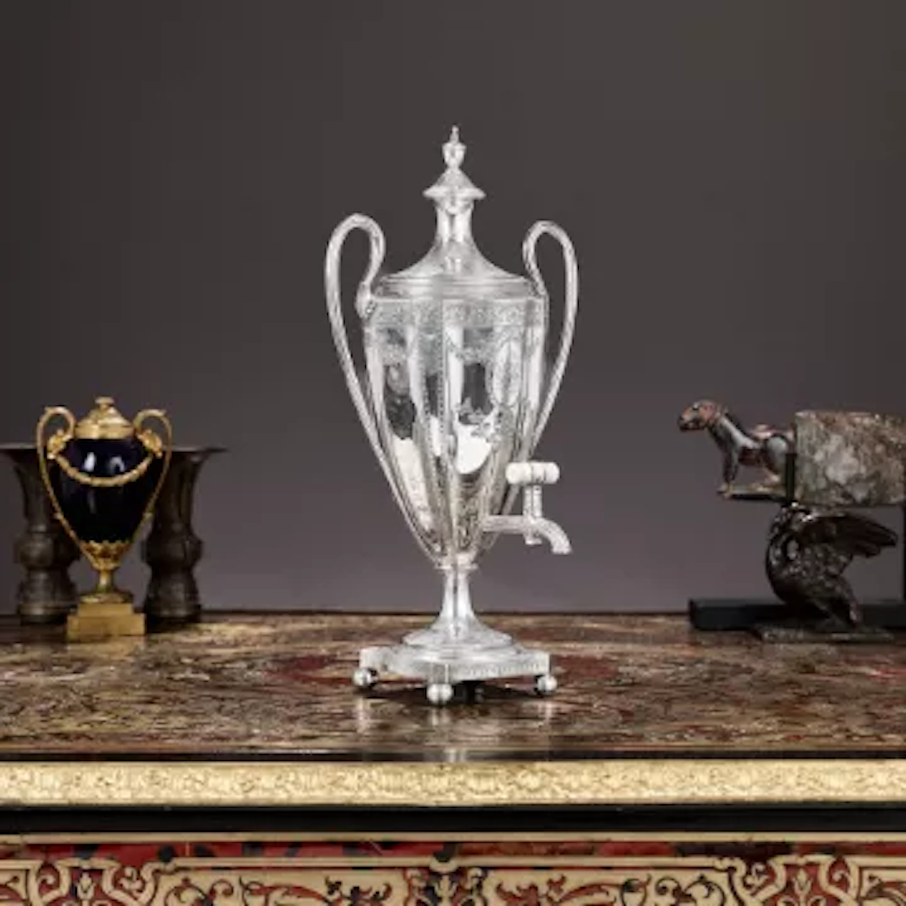 A FINE GEORGE III STERLING SILVER COFFEE URN C. 1785 THOMAS CHAWNER