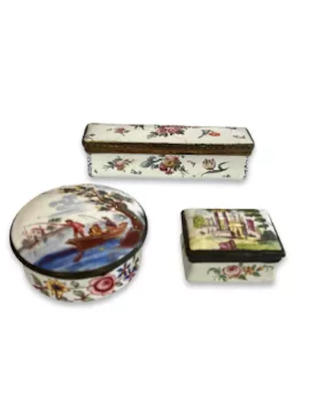THREE 18TH CENTURY ENAMEL BOXES