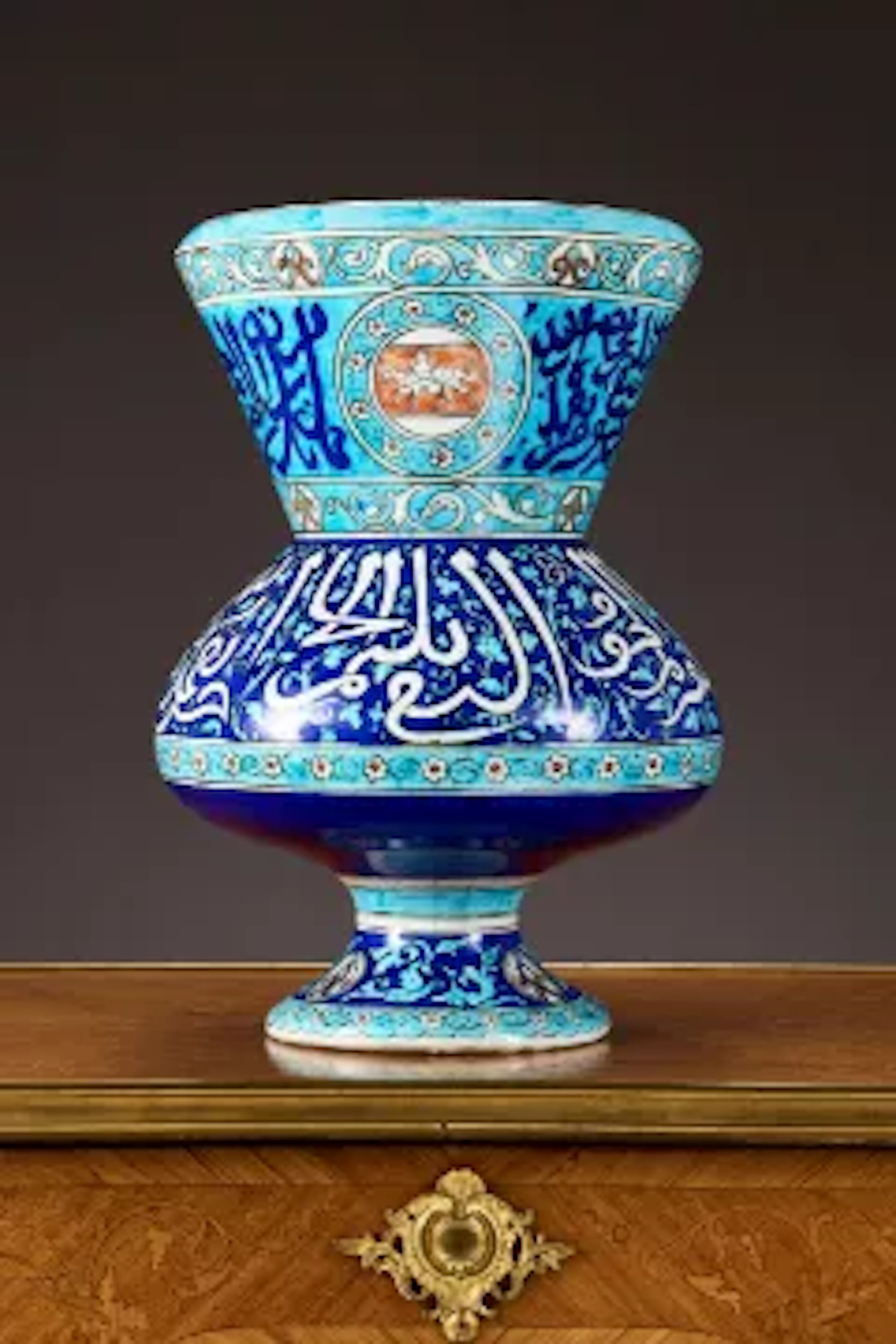 ATTRIBUTED TO THEODORE DECK: A 19TH CENTURY CERAMIC MOSQUE LAMP IN