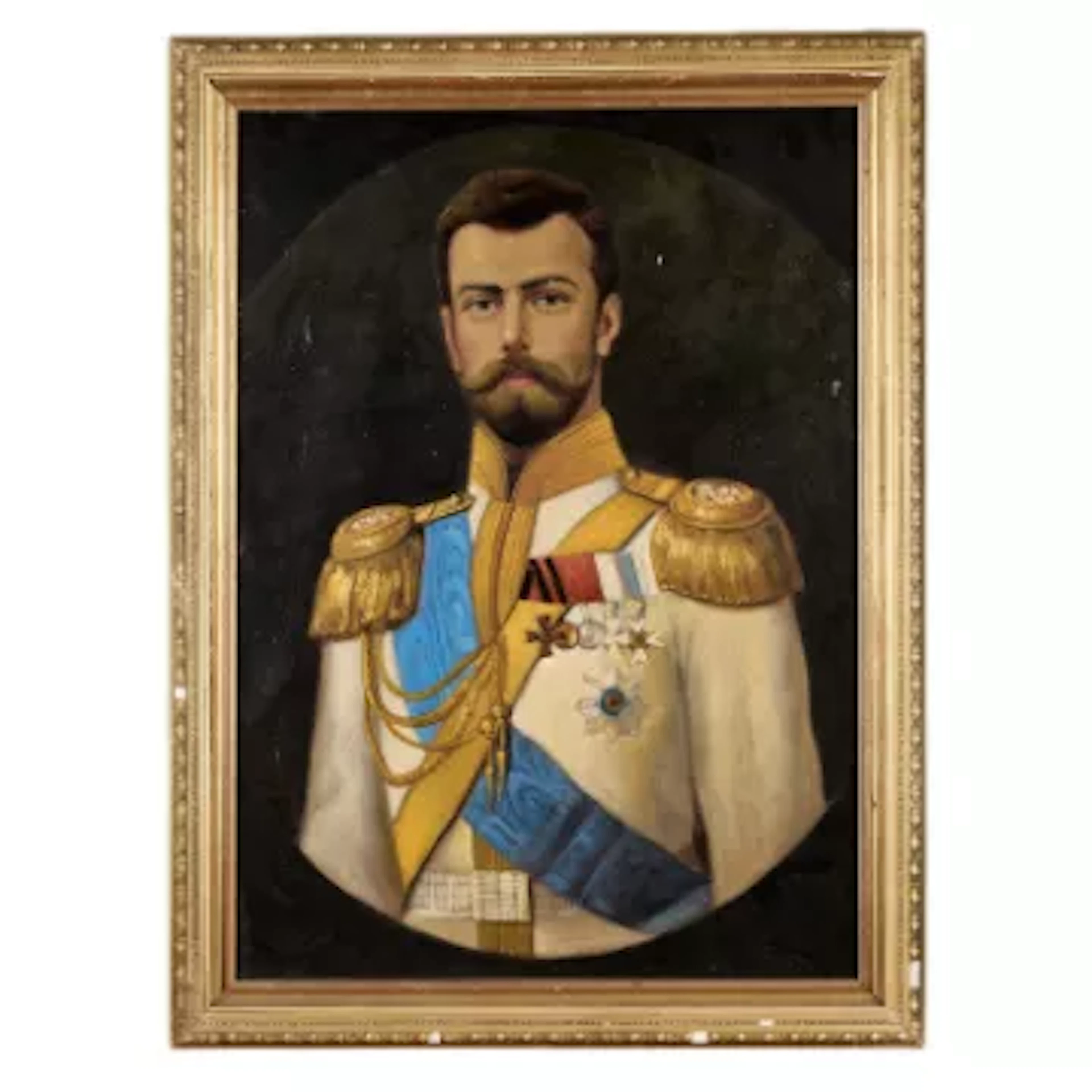 A OIL ON COPPER PORTRAIT OF TSAR NICHOLAS II