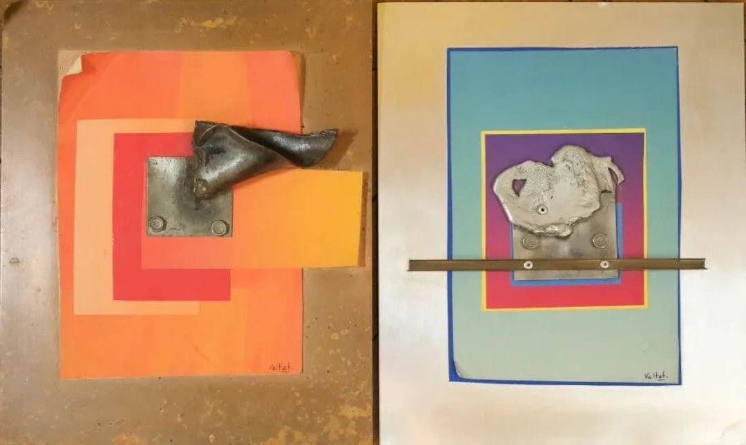 Alain VALTAT (born in 1943). Abstractions. Two mixed-media works on