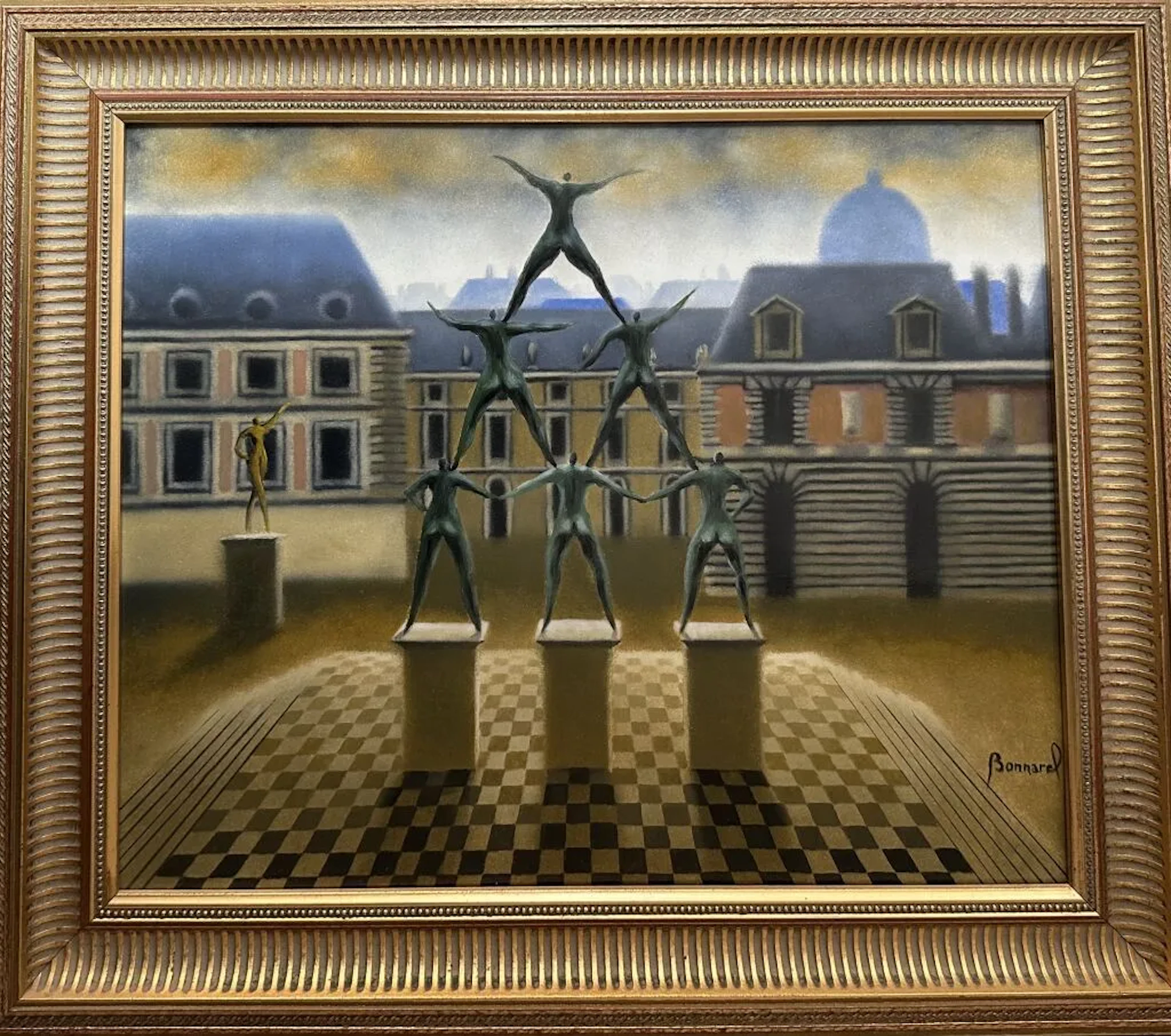 BONNAREL (born in 1950). The Pyramid. Oil on panel. Signed lower right