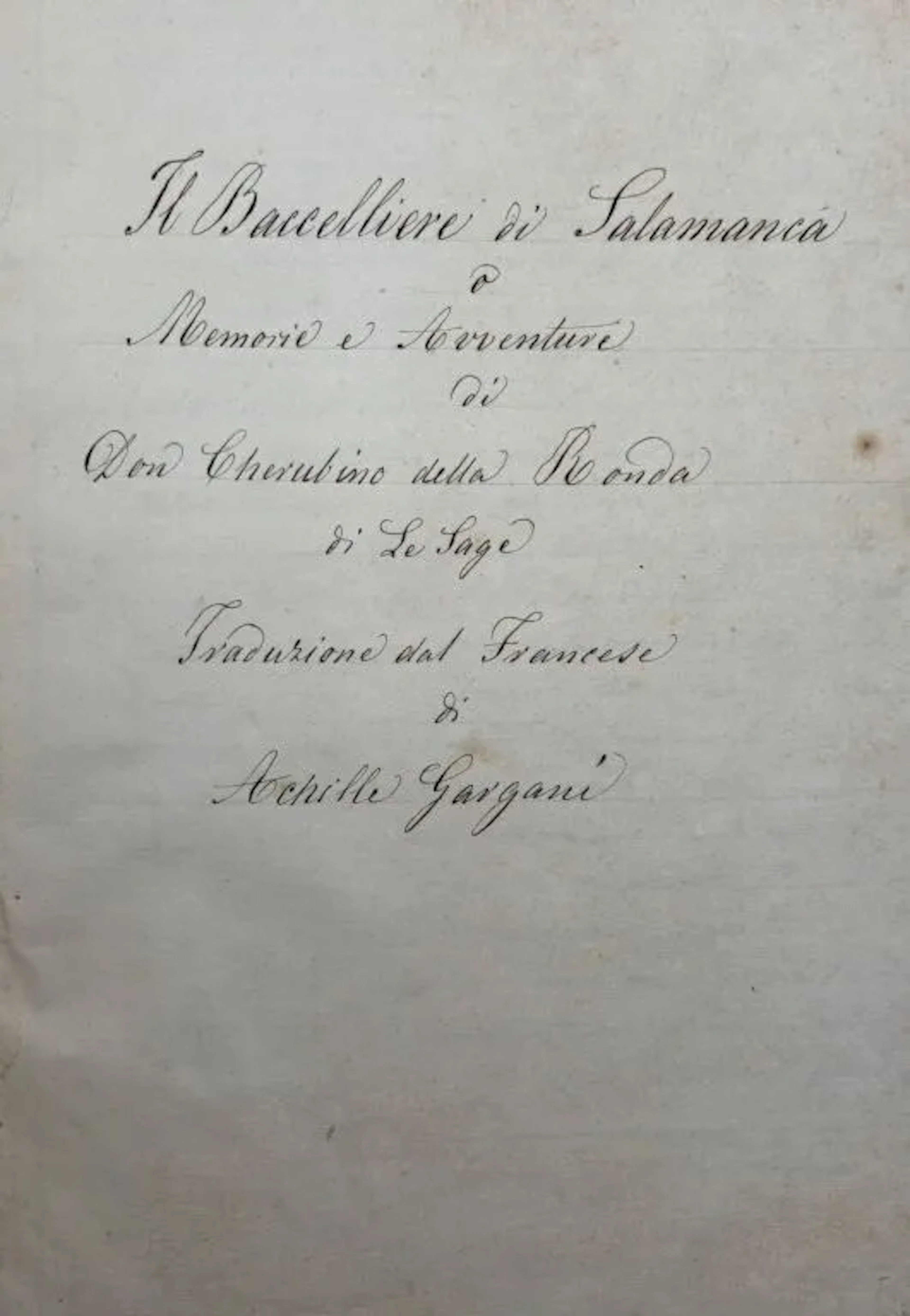 LESAGE, Alain-René, and GARGANI, Achille (trans.). *Il Baccelliere