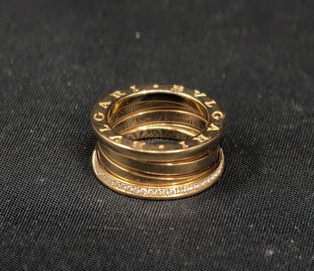 * BULGARI. Model B Zero. 750-thousandths rose gold (4N) ring with