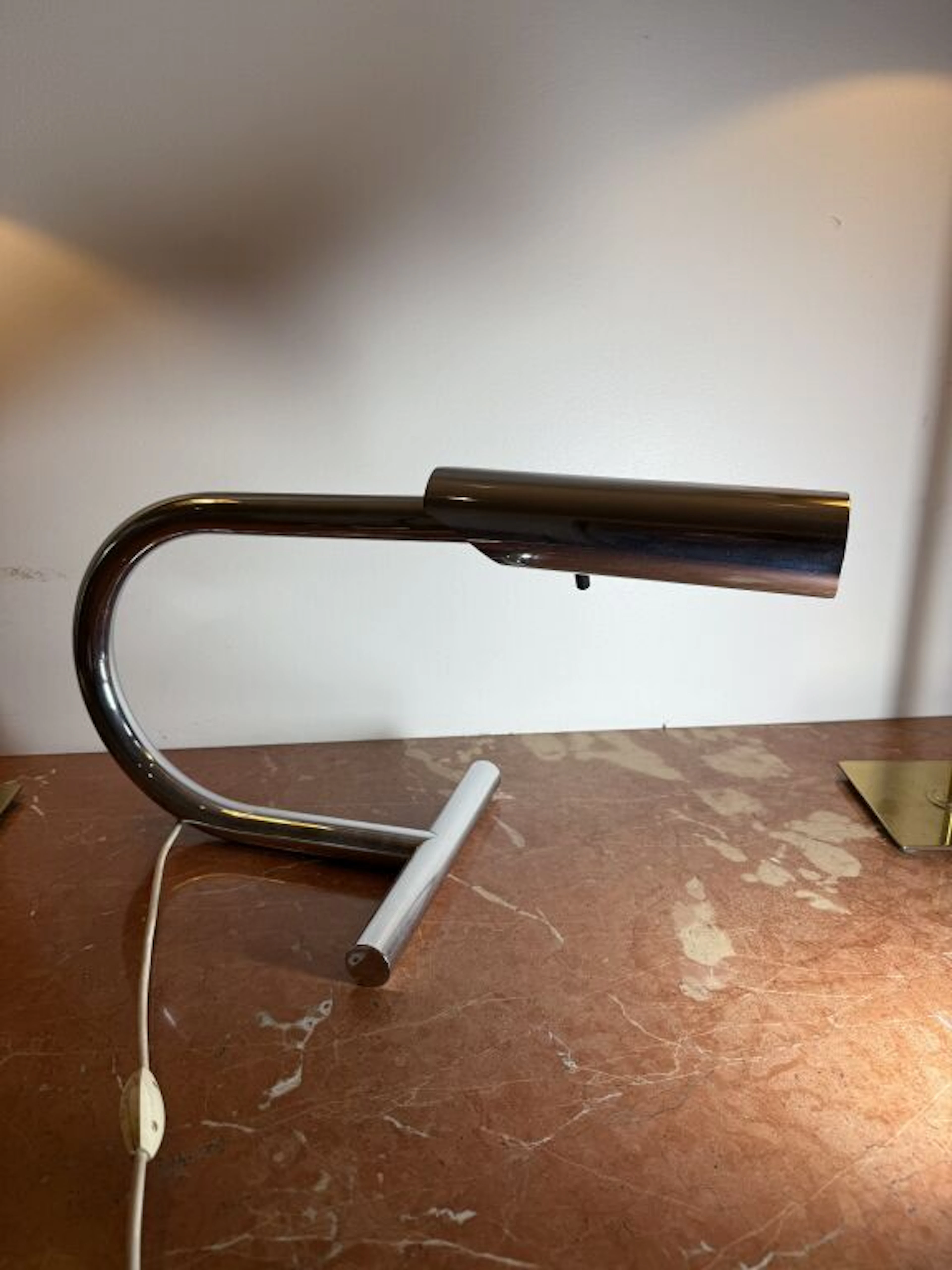 F232 designer desk lamp in chrome-plated metal by Étienne Fermigier.