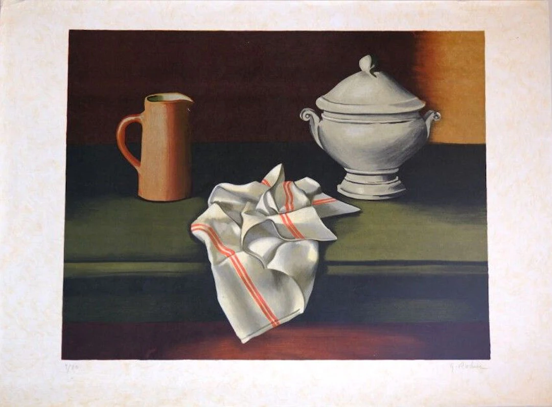 Georges ROHNER (1913–2000) Still Life with a Soup Tureen. Color lithograph