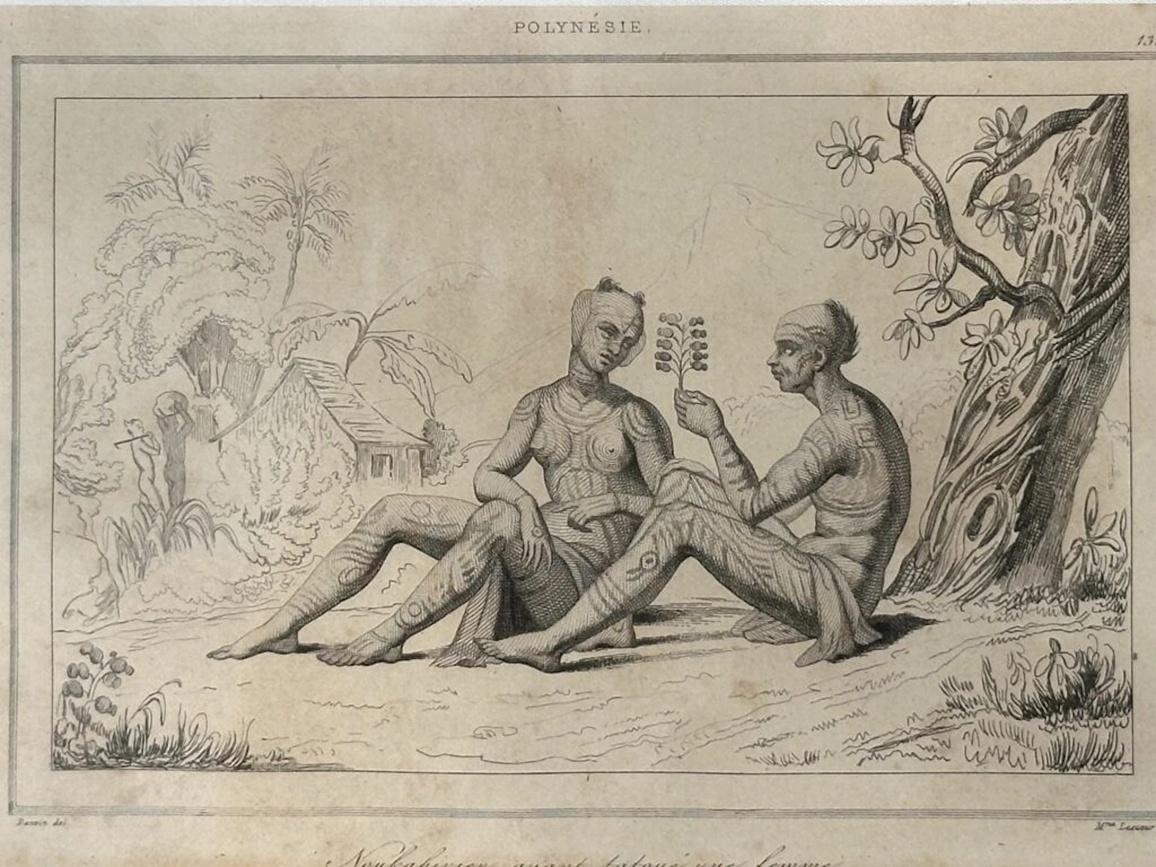 Marquesas Islands - Polynesia - Patutiki. "A man from Noukahivi tattooing