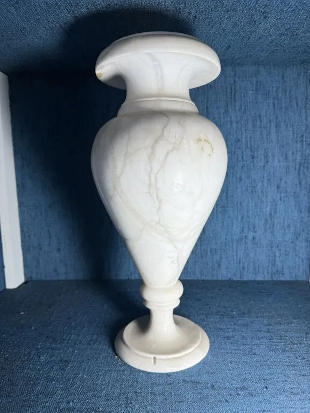 Antique alabaster baluster vase, formerly used as a lamp (with a hole
