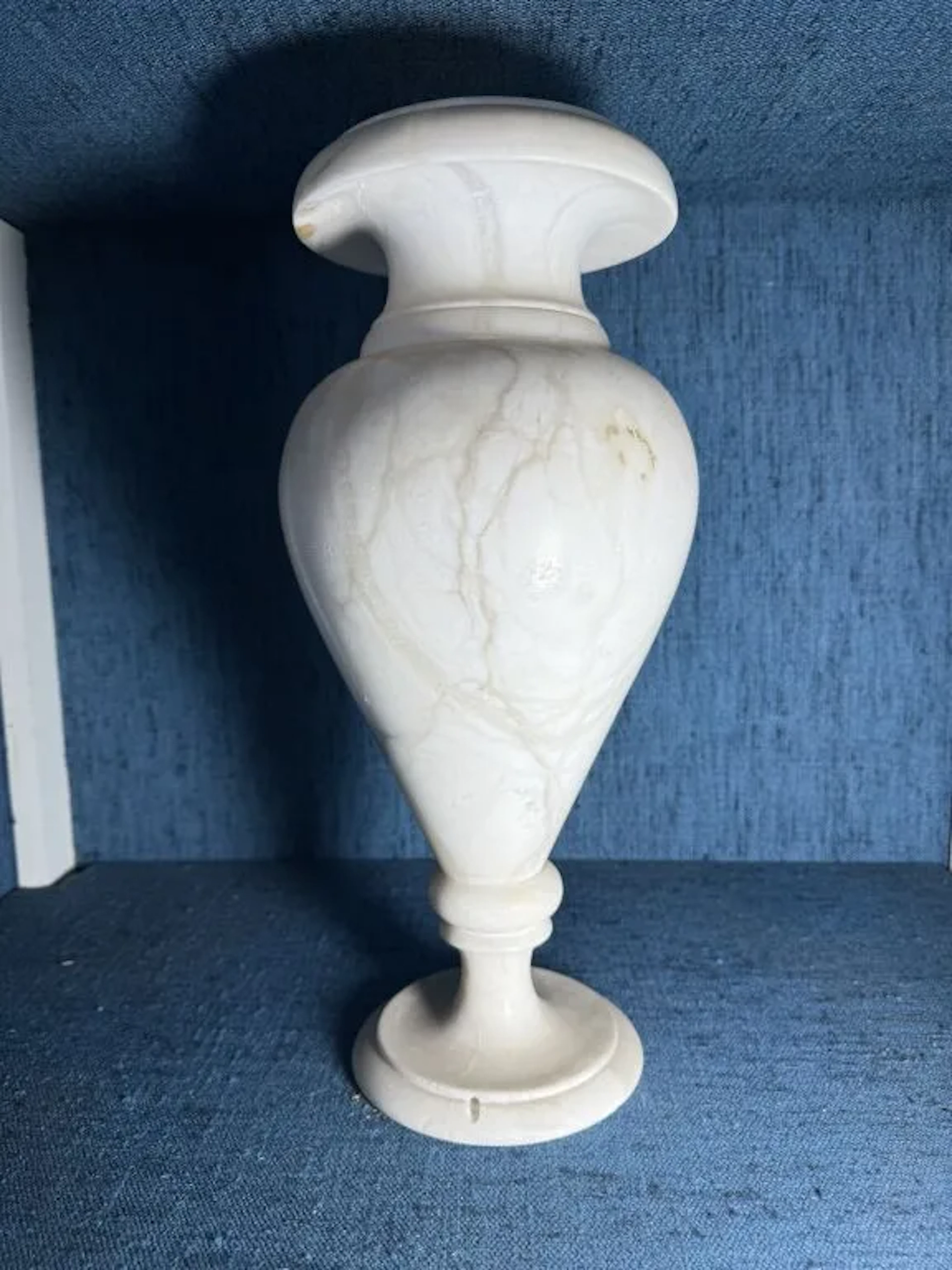 Antique alabaster baluster vase, formerly used as a lamp (with a hole