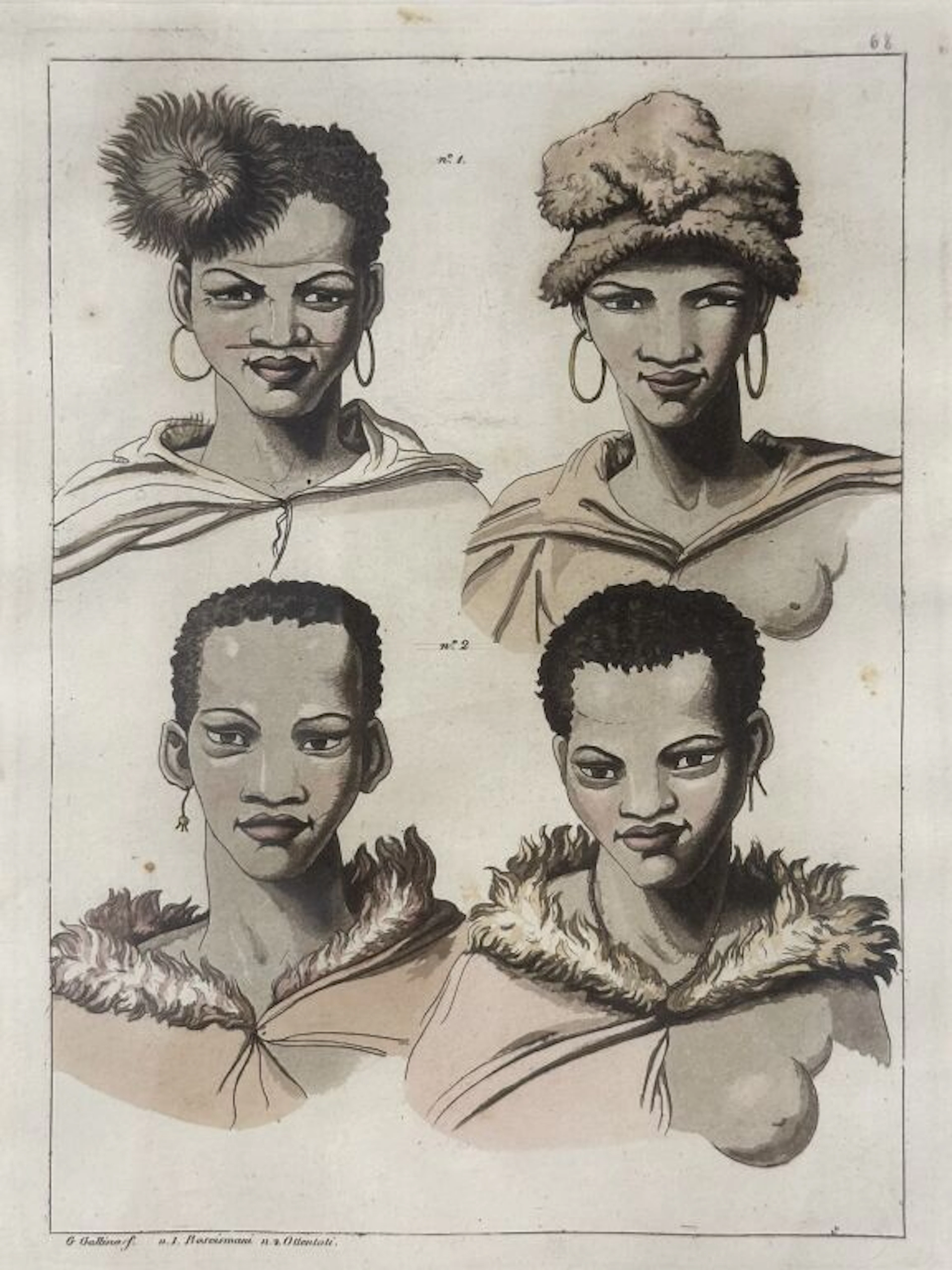 G. GALLINOF. No. 1 Boscismani. No. 2 Otlentoti. Portrait of 4 African