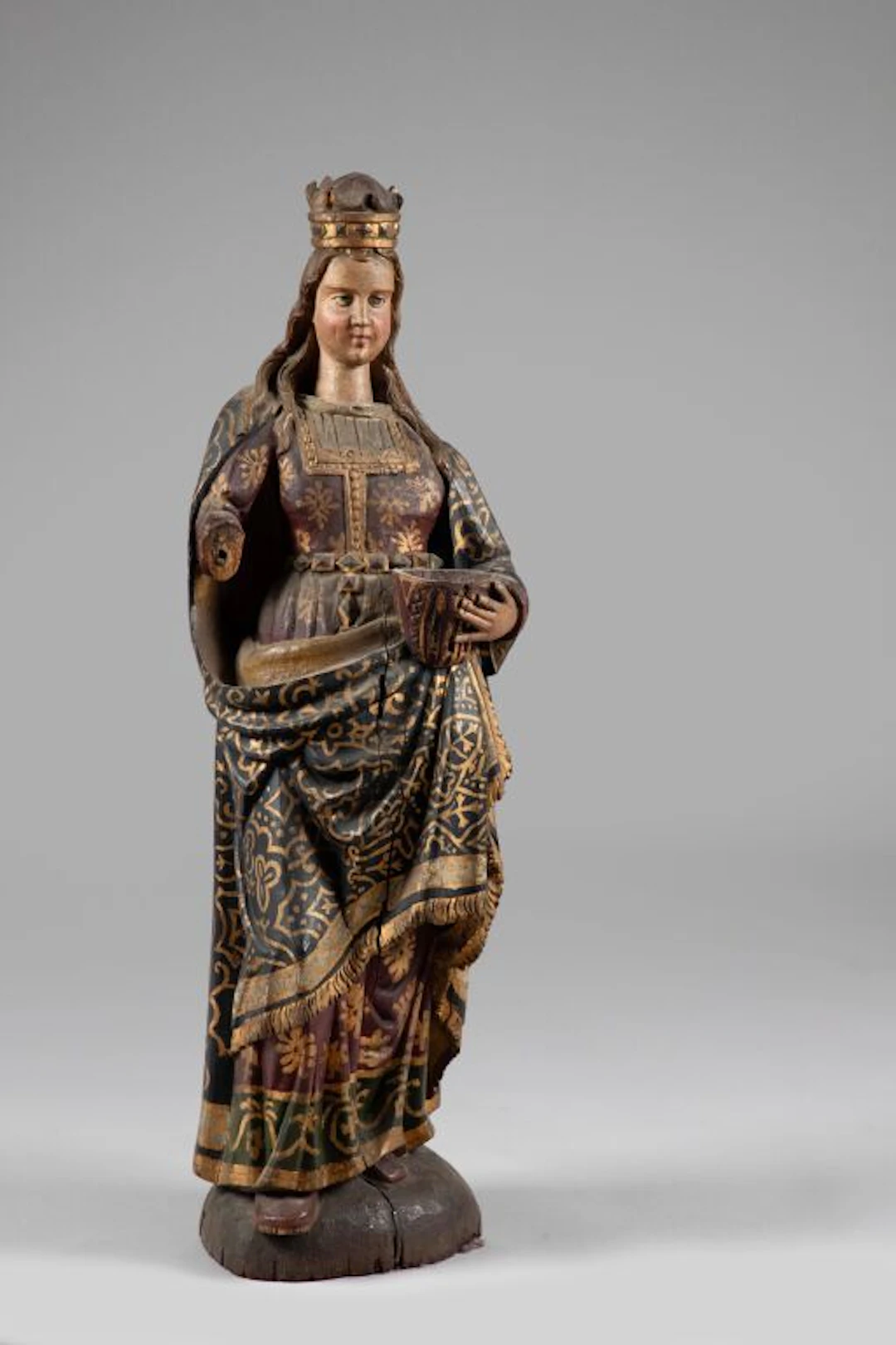 Probably Spain, 17th–18th century. Crowned Holy Woman, carved wood