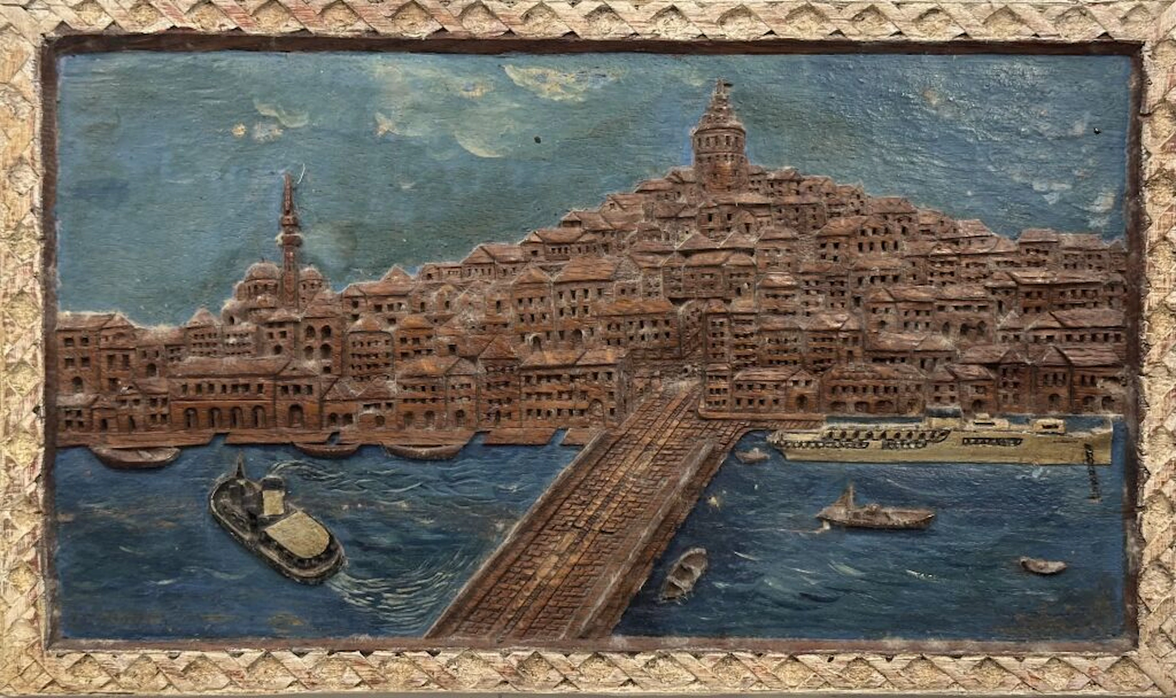 ISTANBUL, view from the sea. Carved and polychromely painted wooden