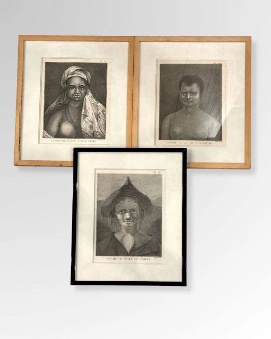 NEW CALEDONIA - EASTER ISLAND. A set of 3 engravings by Jacques Renaud