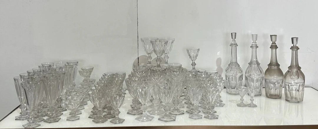 BACCARAT Harcourt model, pre-1932 (unsigned). Crystal serving set