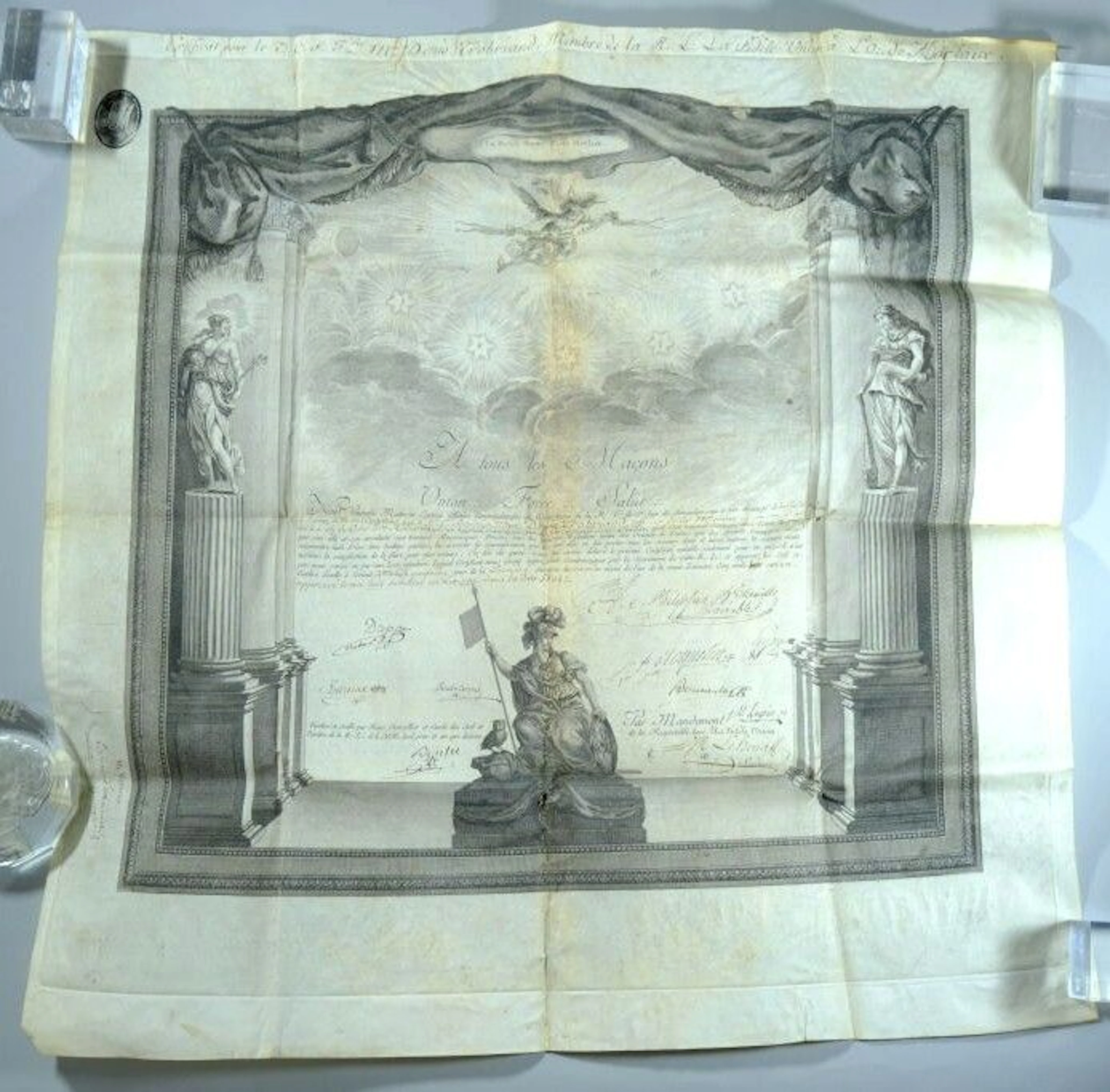 Important parchment passport awarded to Brother François Denis de