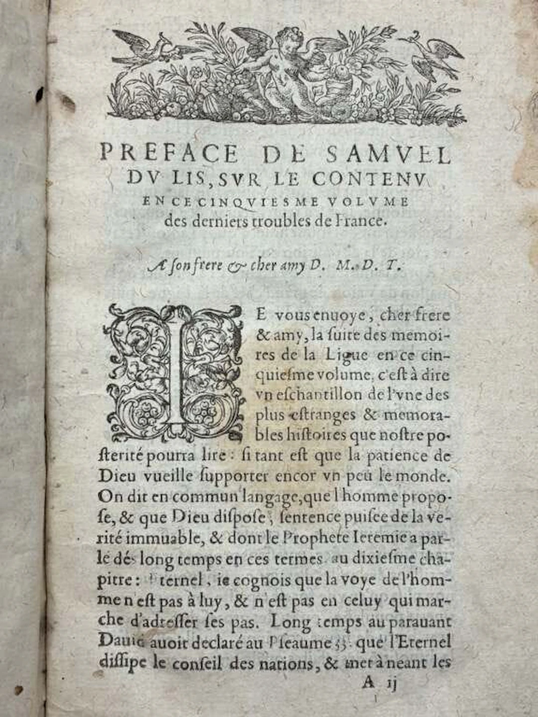 MALINGRE, Claude. The Fifth Book of the Recent Troubles in France