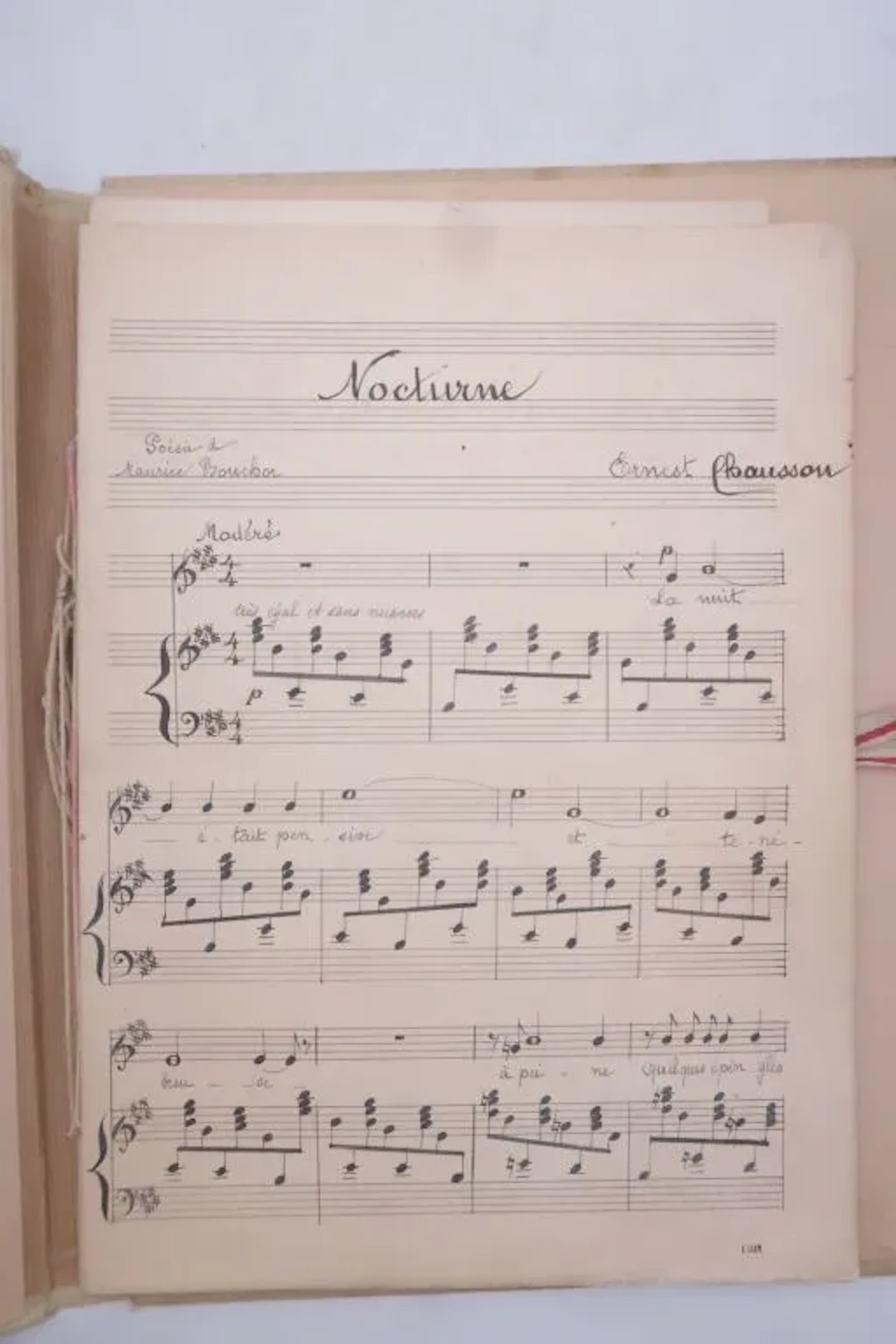 [MUSIC]. CHAUSSON, Ernest. Handwritten collection of sheet music from