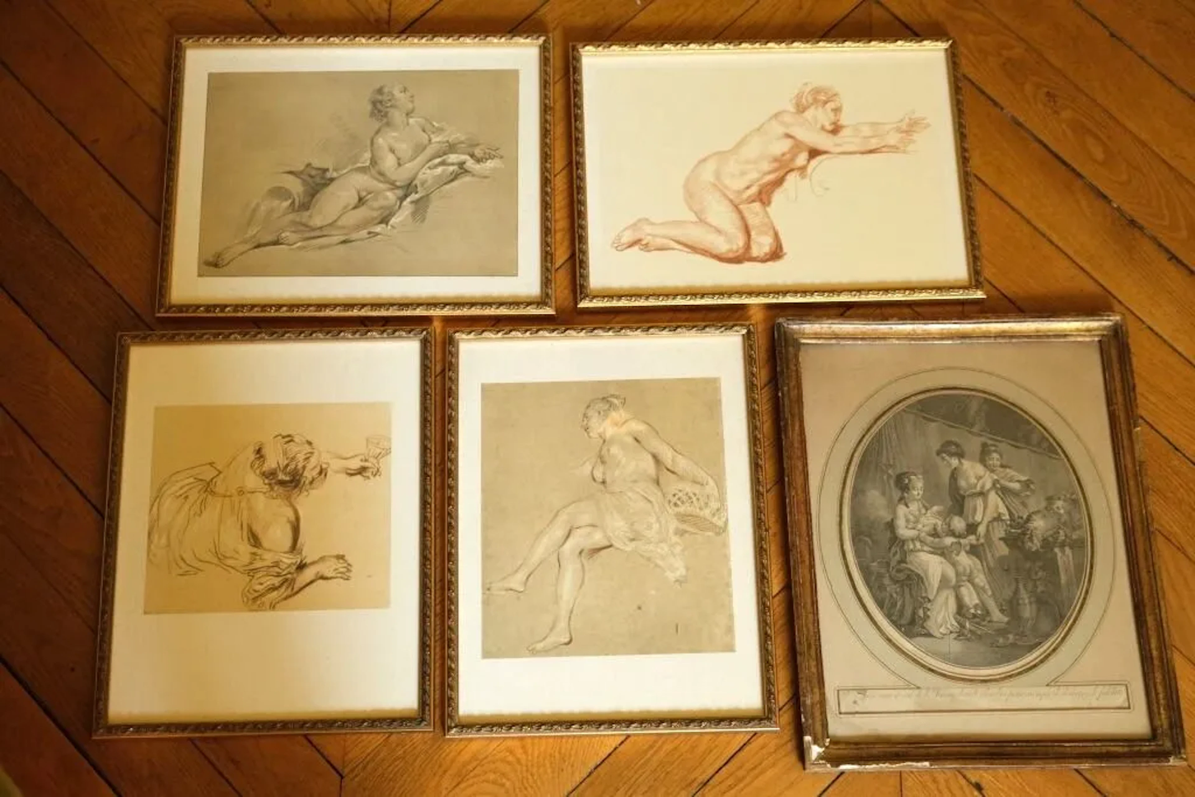 Set of four framed reproductions after Boucher. Dimensions of one