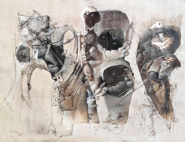 Christian d'ORGEIX (1927‒2019). Composition. Mixed media. Signed lower