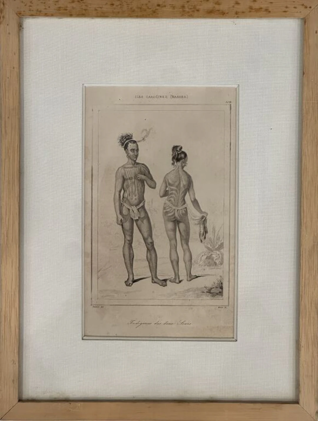 The Caroline Islands (LOW) "Natives of both sexes." Engraving by Danvin