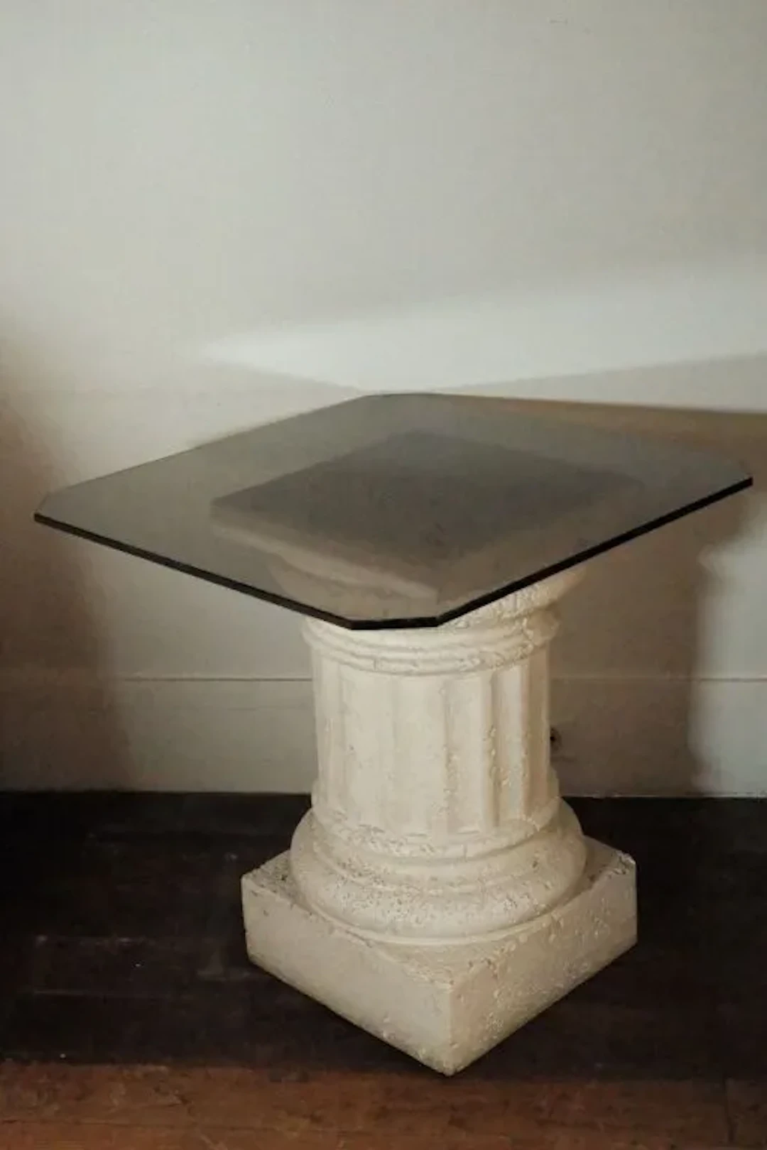 Pair of plaster bedside tables or end tables decorated with small