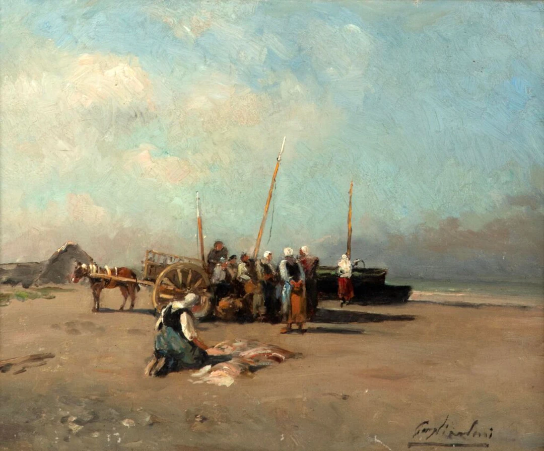Julien Gustave GAGLIARDINI (1846–1927). Normandy Beach, Returning
