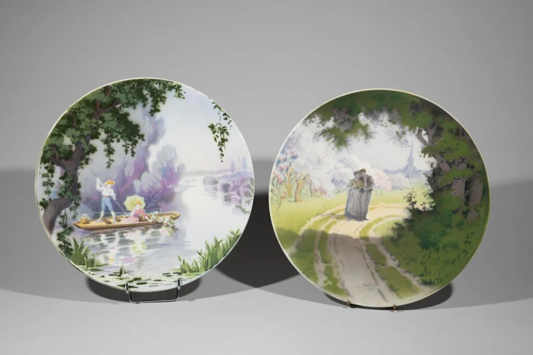 Edmond LACHENAL (1855–1930). Set of two decorative circular plates