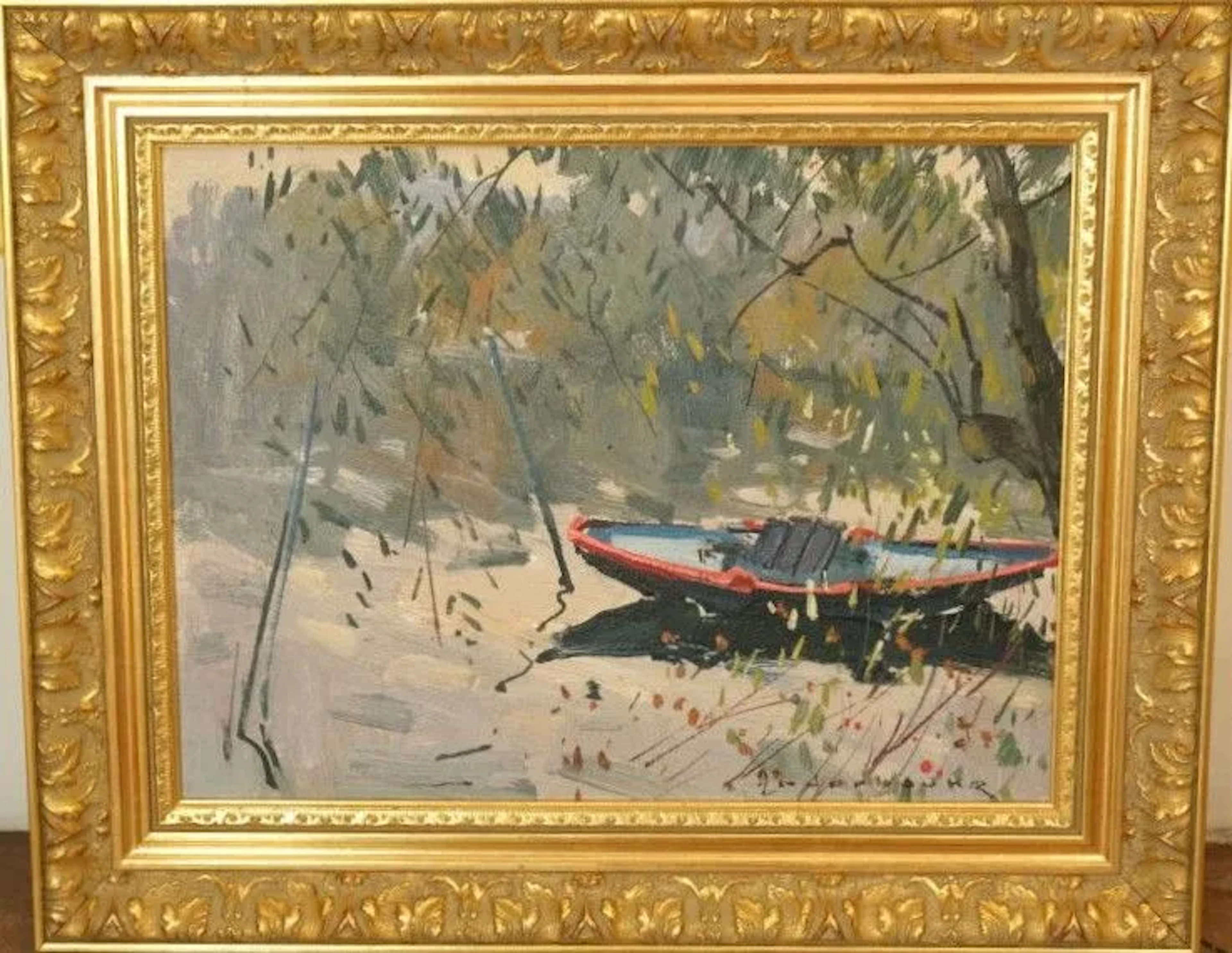 Paul HANDERBOUHR (1909–2006). Fishing Boat, a small branch of the