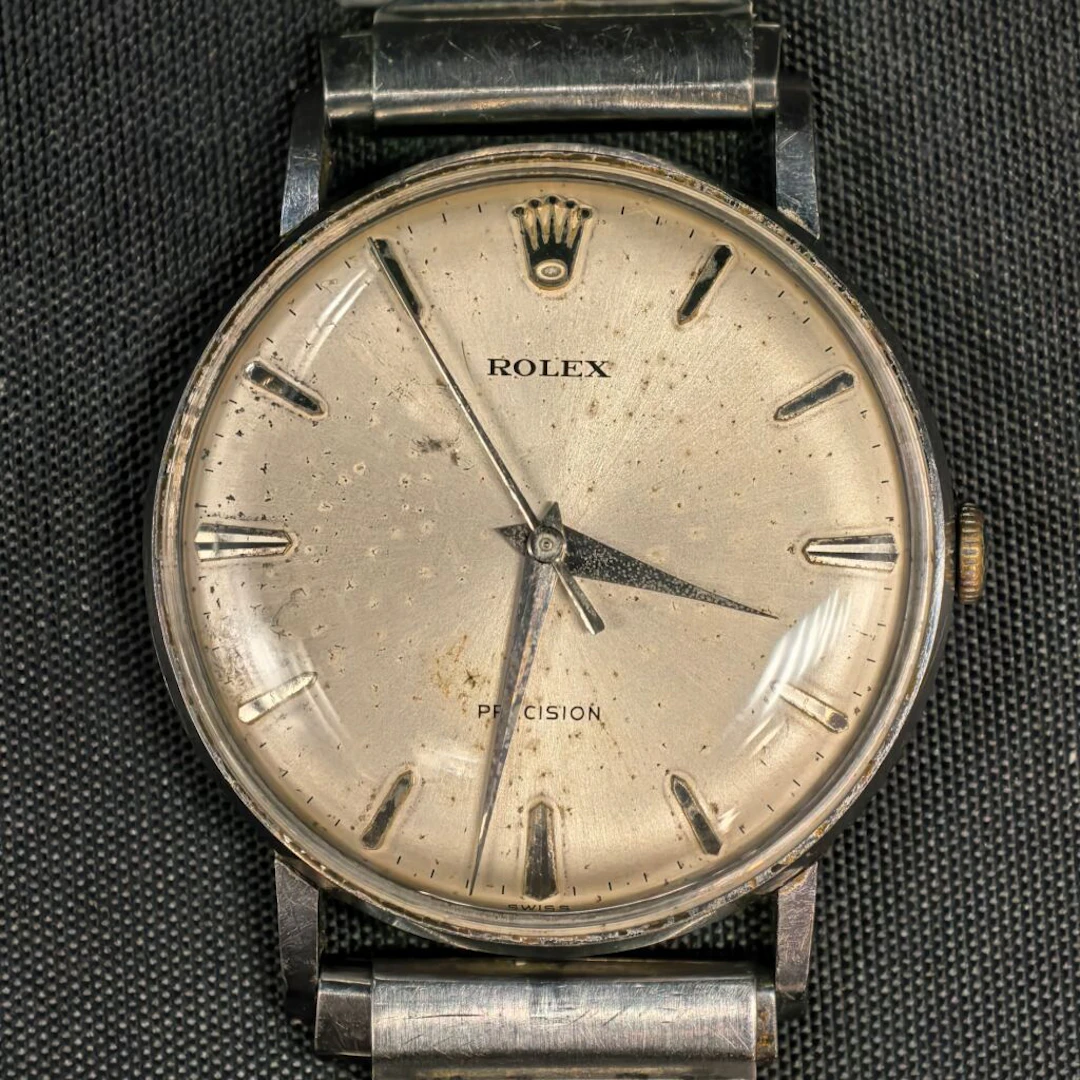 ROLEX. Precision model. Circa 1948/49. Men's steel wristwatch, white
