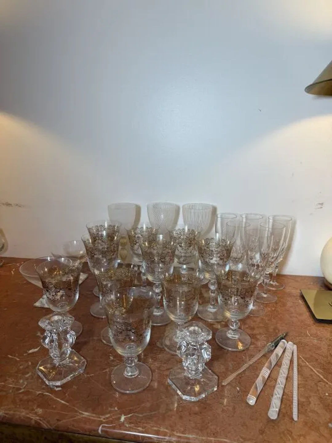 Mismatched set made of glass, blown glass, or crystal, consisting