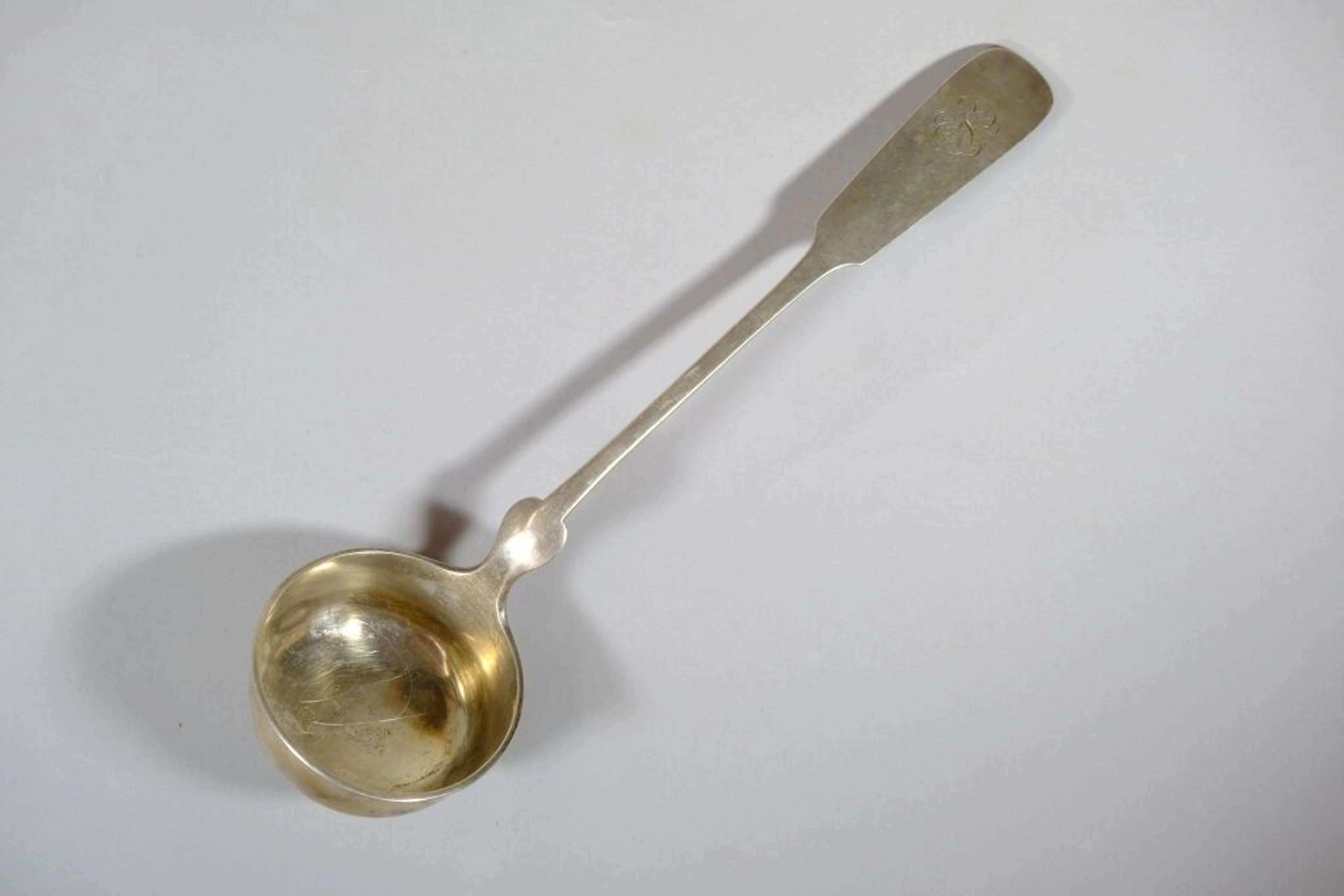GERMANY. 800/1000 silver ladle, marked "W.K" on the reverse and "S.H."