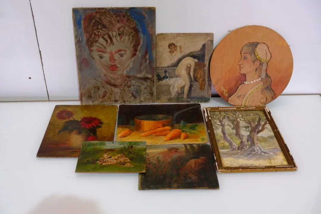Set of eight paintings: French School, late 19th–early 20th century.