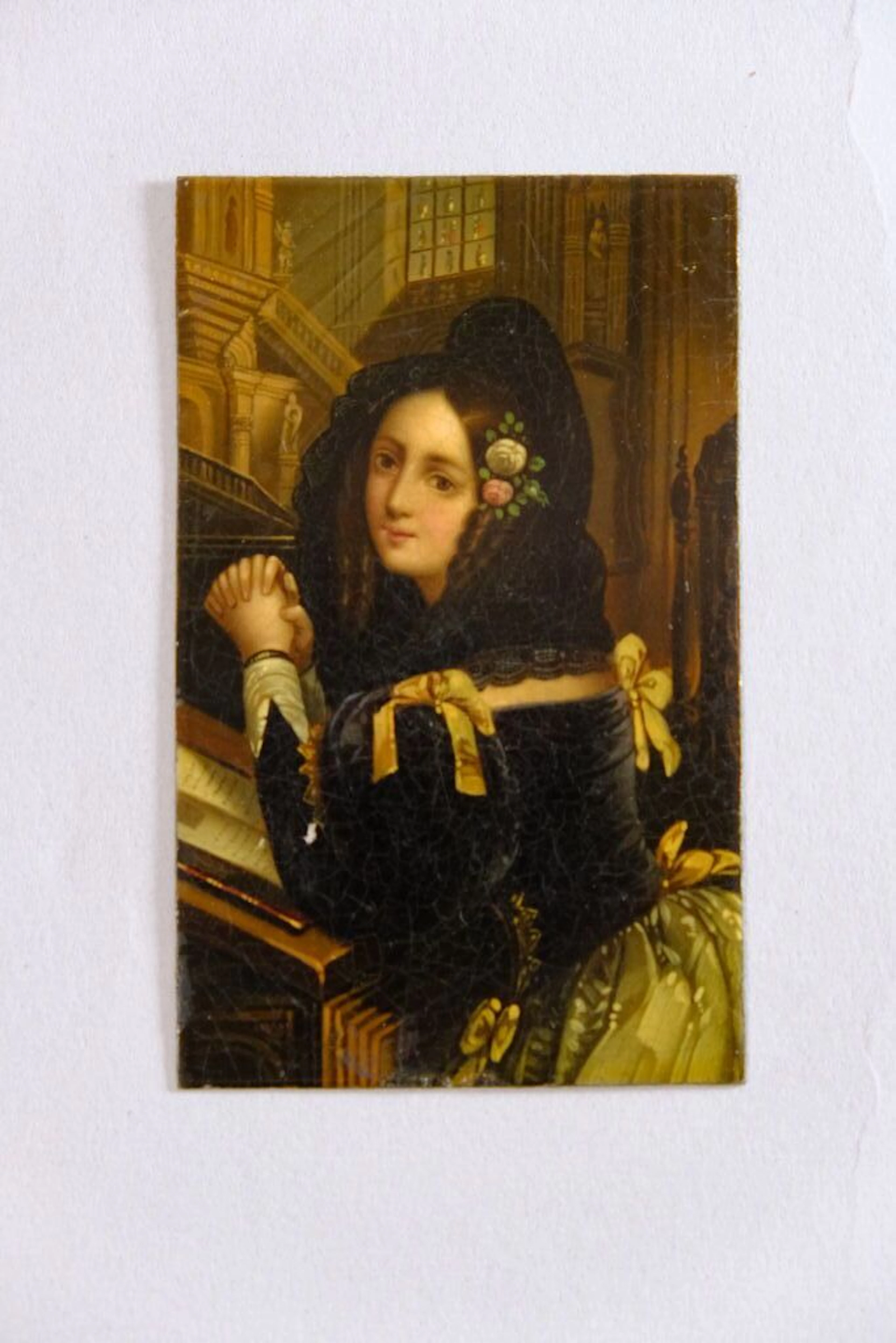 French school of the late 19th century. Miniature depicting a woman