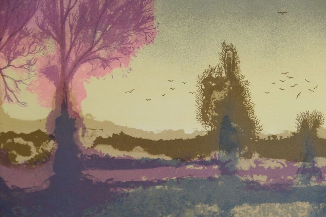 Xavier DEGANS (born in 1949) Marsh Landscape. Color lithograph on