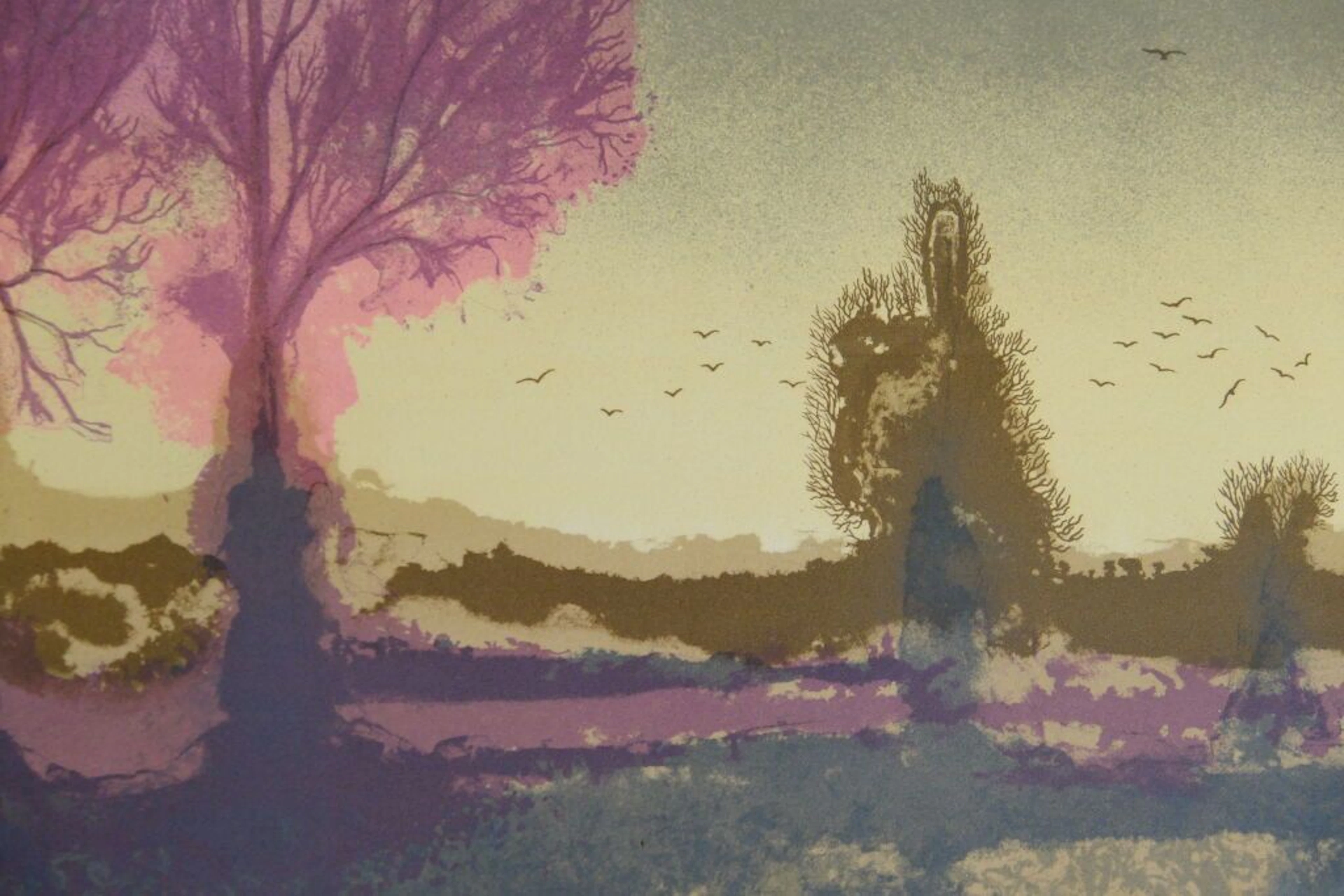 Xavier DEGANS (born in 1949) Marsh Landscape. Color lithograph on