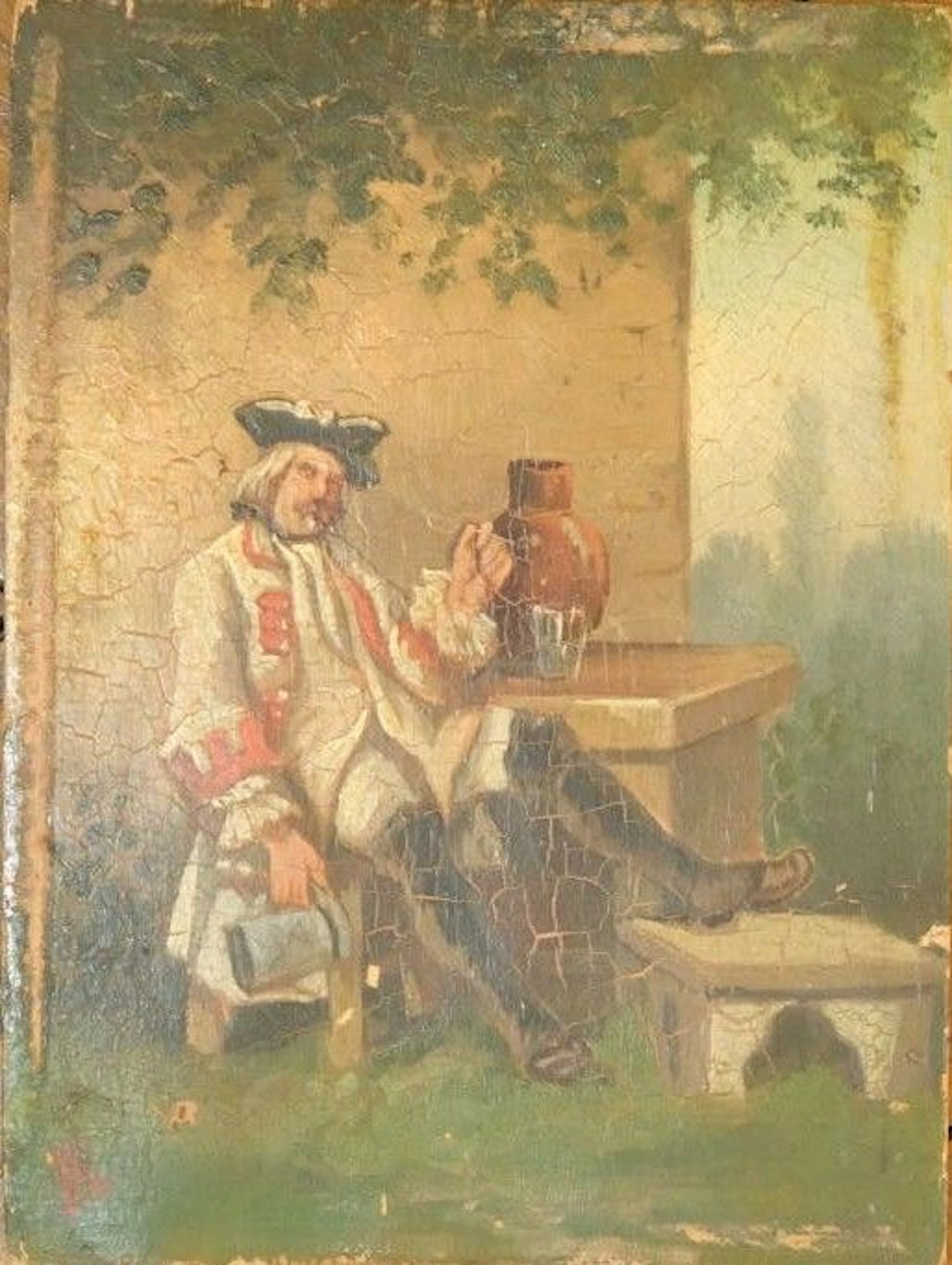 Flemish School in the 18th-century style. A tipsy gentleman or officer.