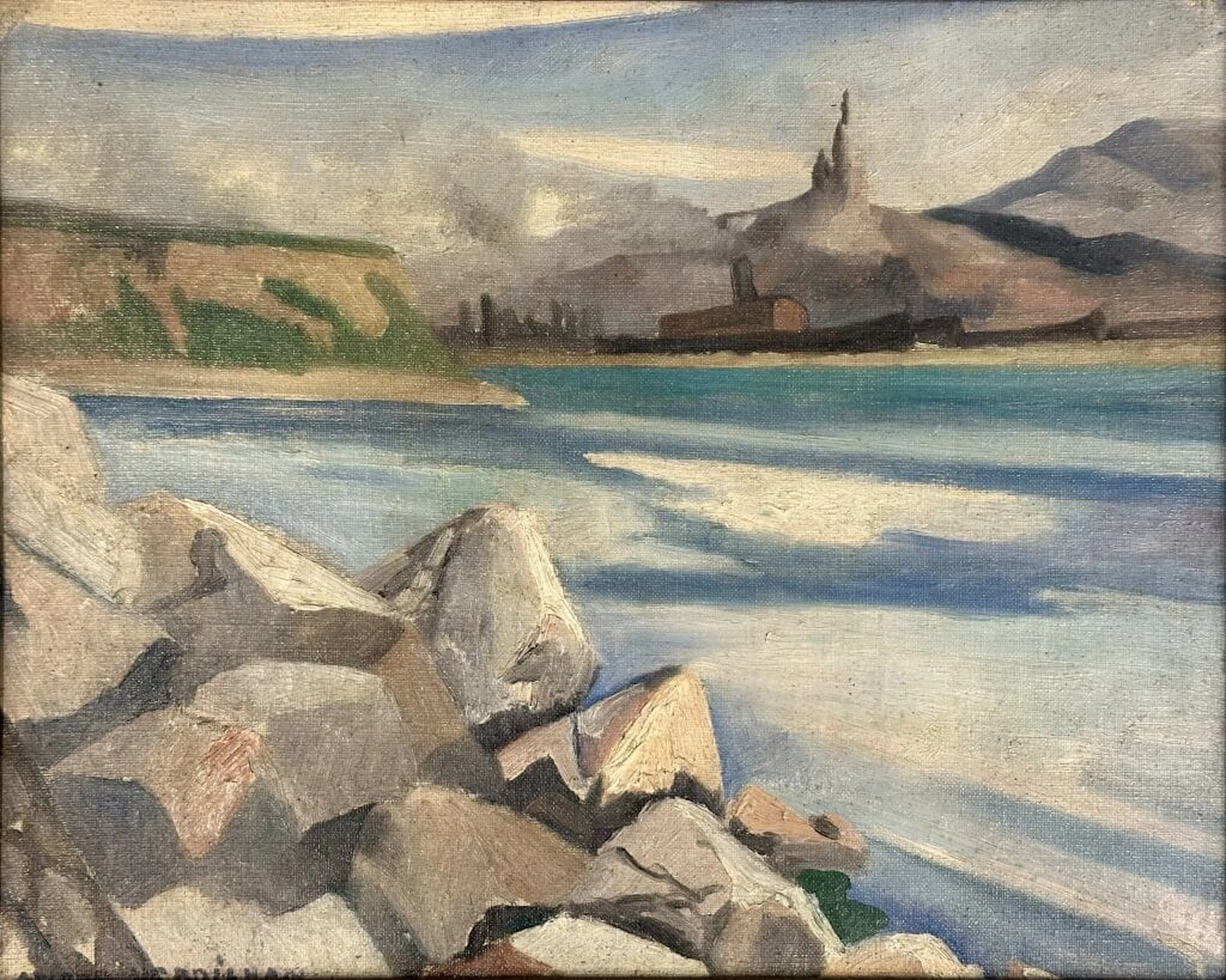 André VERDILHAN (1881–1963) Marseille, Seaside Landscape. Oil on canvas.