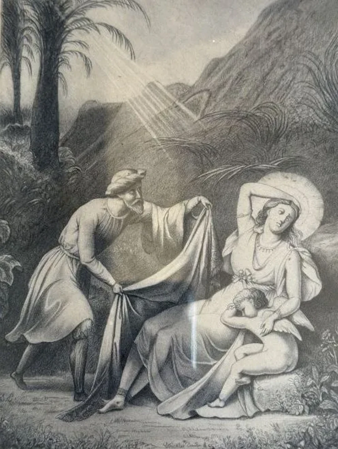 Émile STRICKLER (circa 1850). LACHHMI. Charcoal or graphite drawing.